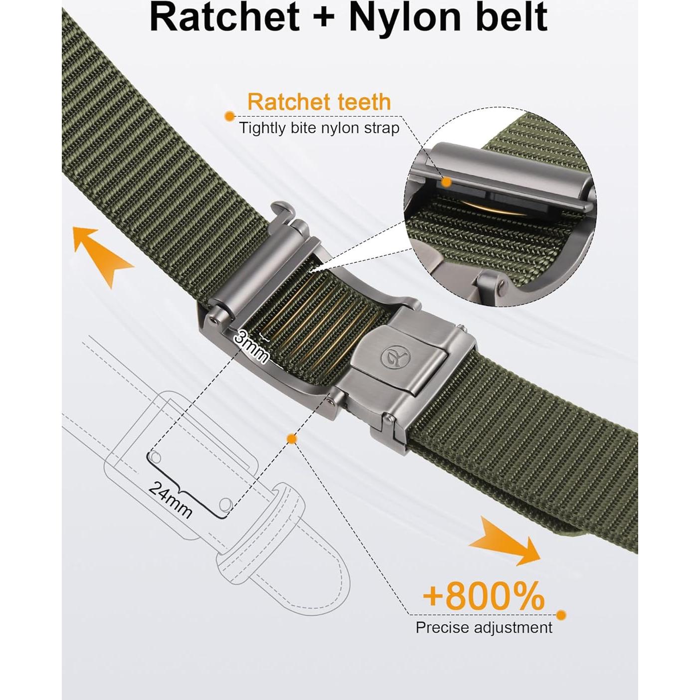 Cinturón Ratchet JUKMO para Hombres Ajustable de Nylon