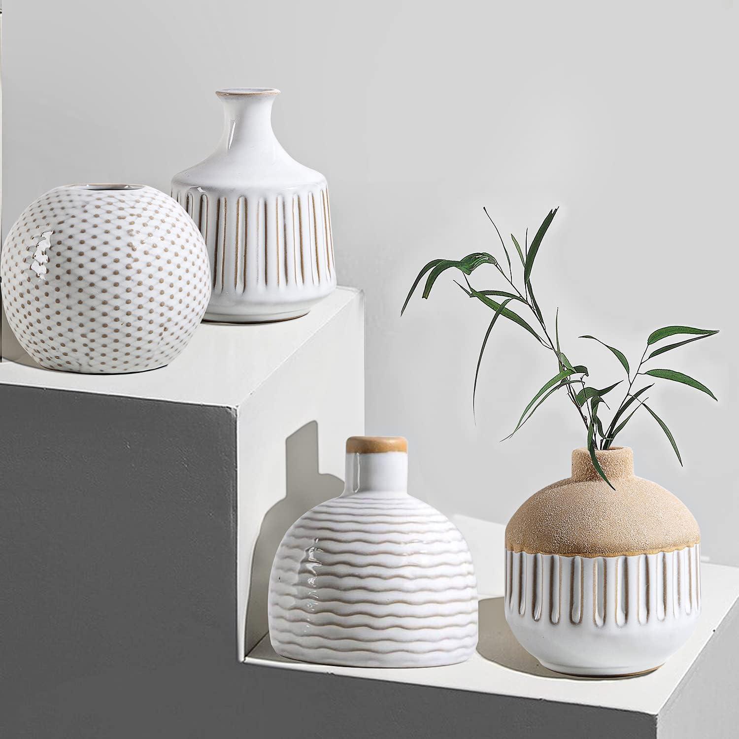 Juego de 4 jarrones de cerámica LIZOFER estilo boho vintage