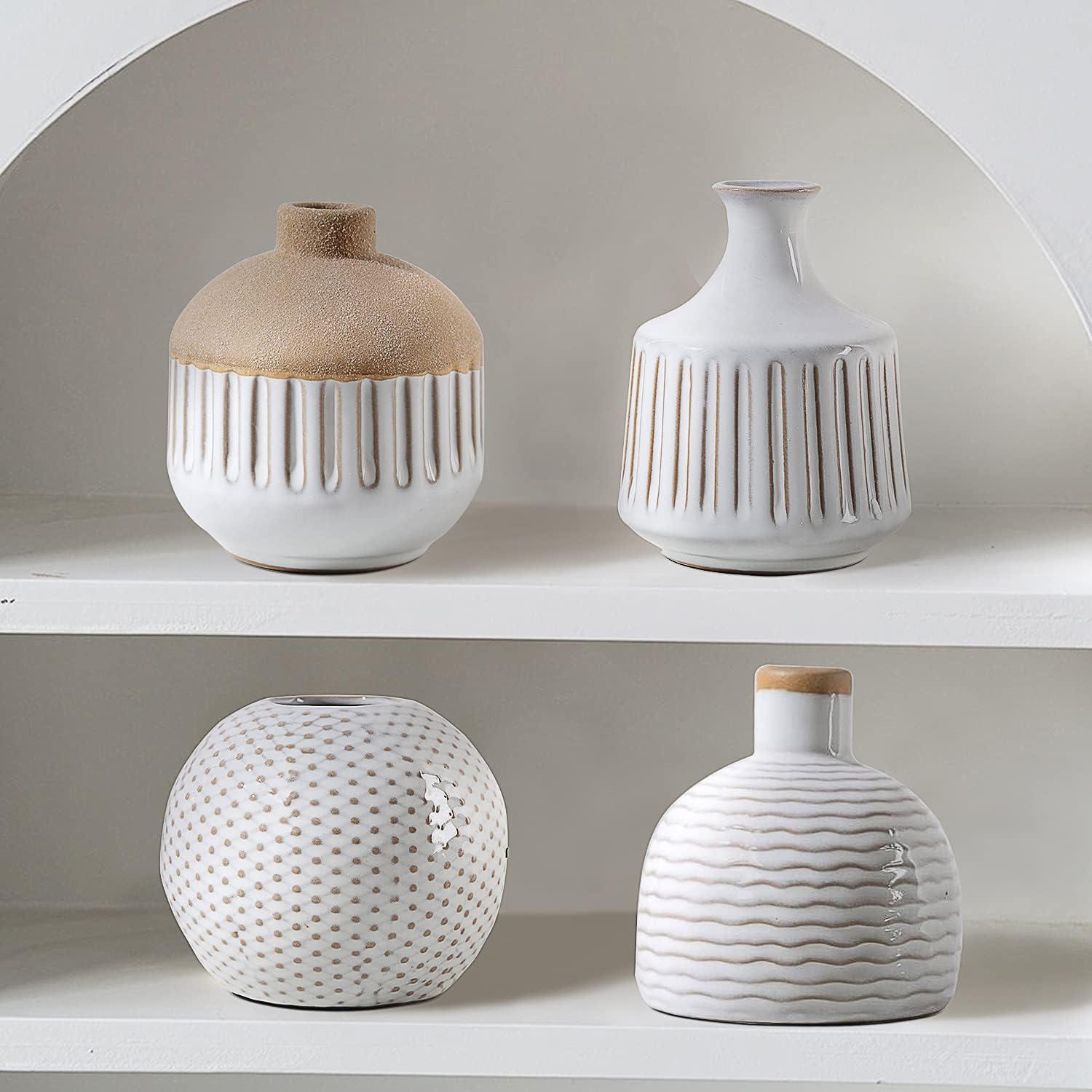 Juego de 4 jarrones de cerámica LIZOFER estilo boho vintage