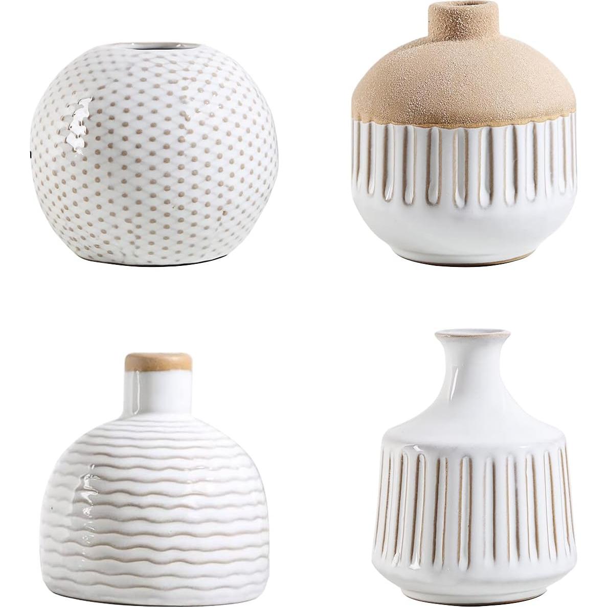 Juego de 4 jarrones de cerámica LIZOFER estilo boho vintage