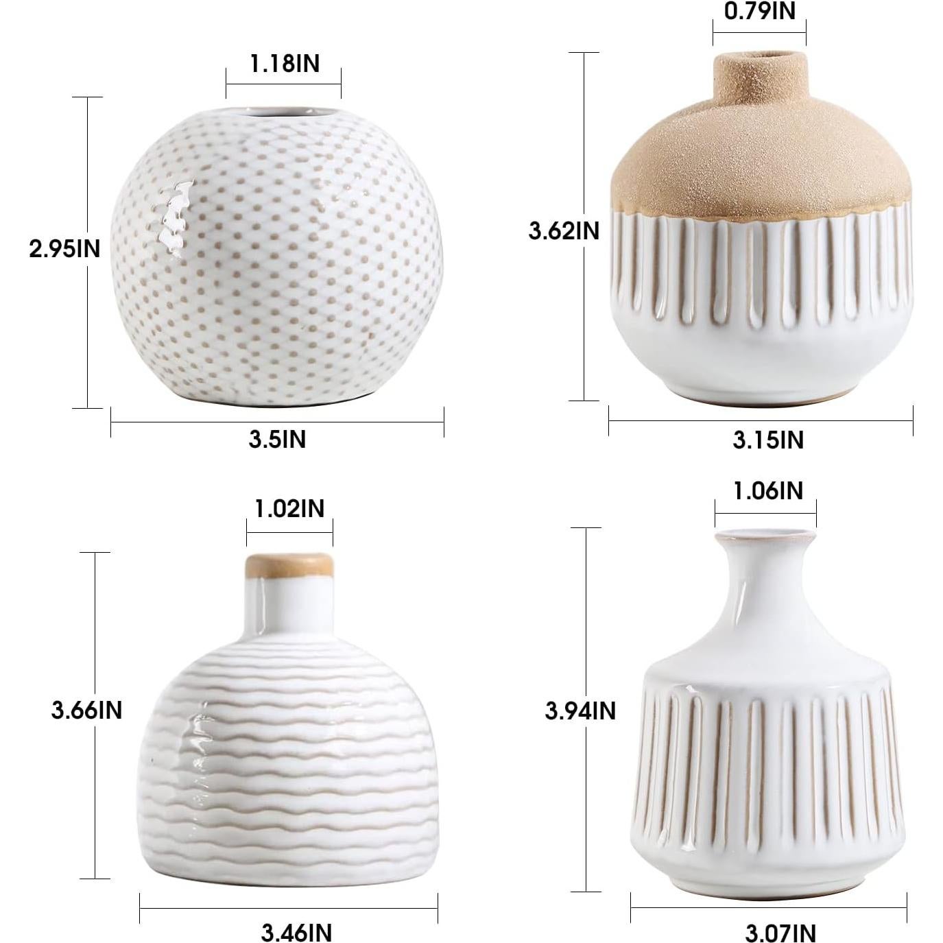 Juego de 4 jarrones de cerámica LIZOFER estilo boho vintage