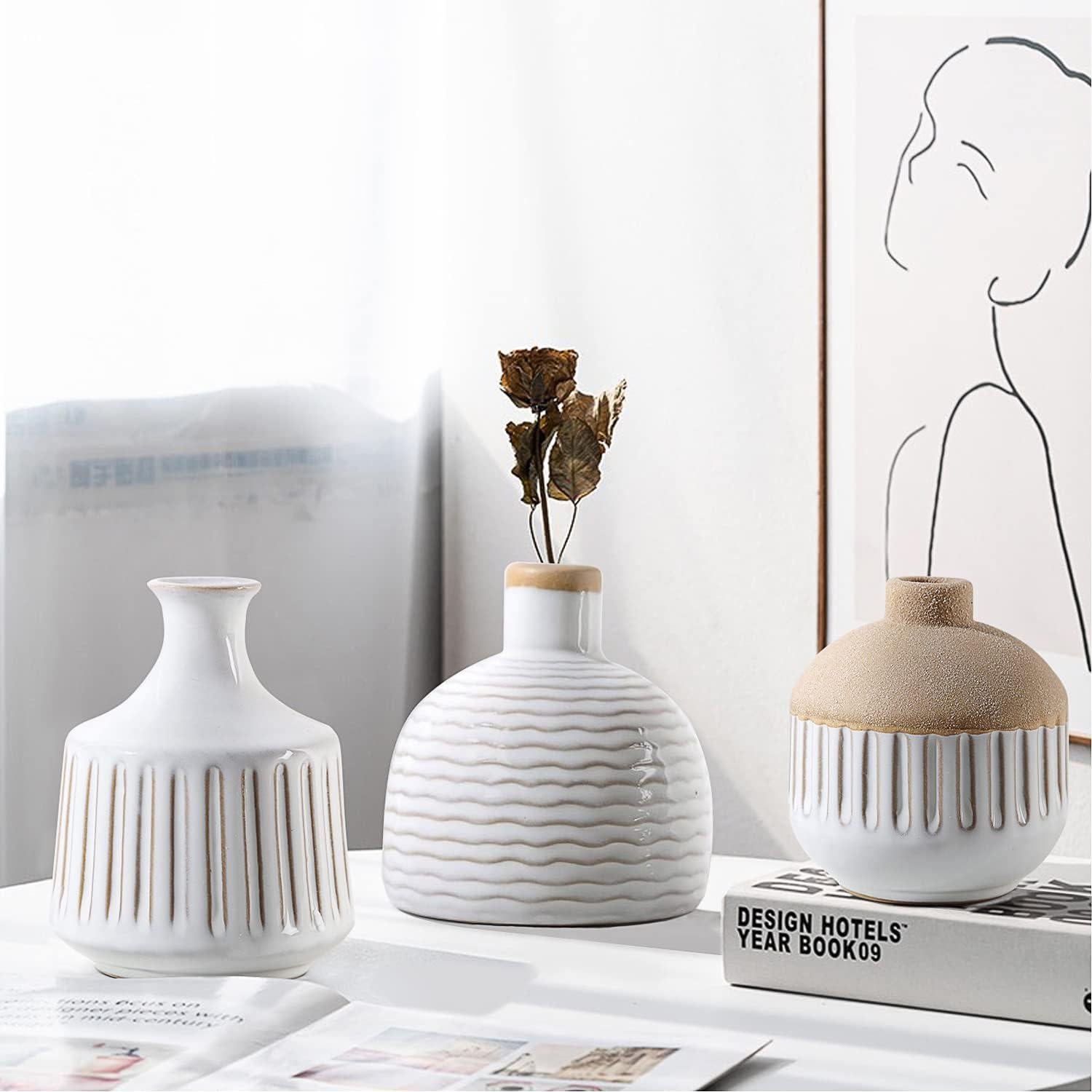 Juego de 4 jarrones de cerámica LIZOFER estilo boho vintage