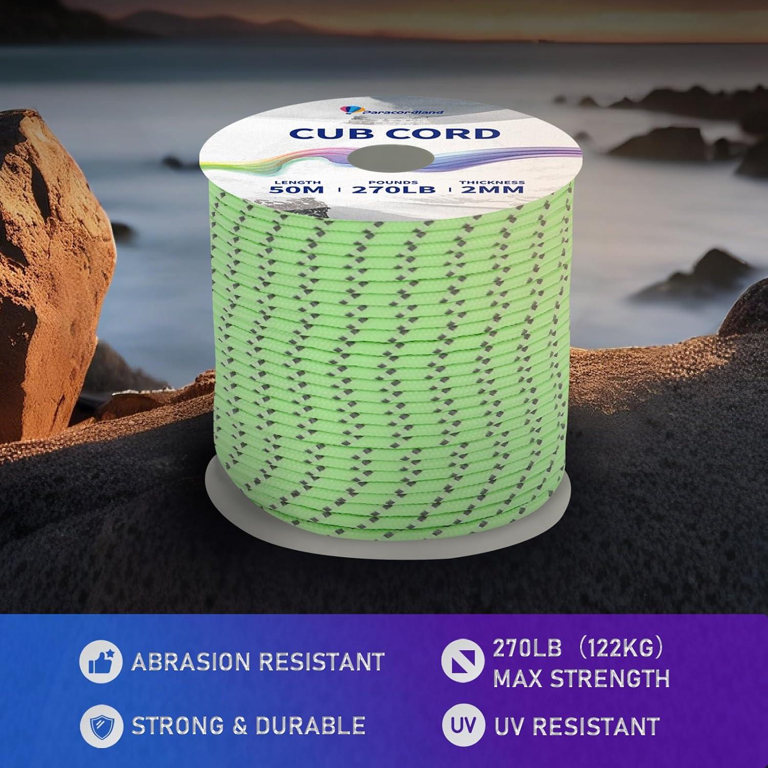Cuerda Paracord Micro 2mm Paracordland 50m 270LB Verde Fluorescente