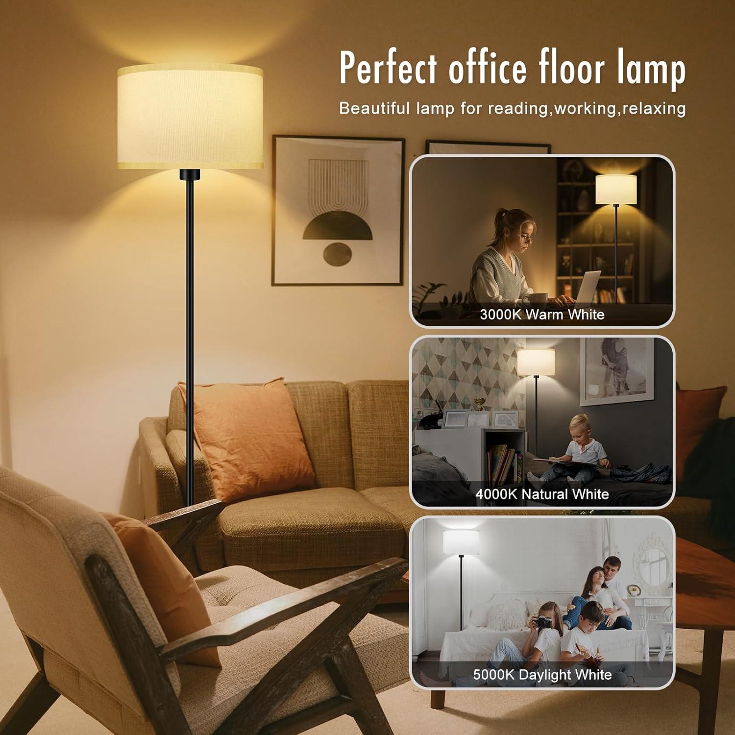 Lámpara de Pie Moderna Bricosmocon 150 cm Pantalla Blanca