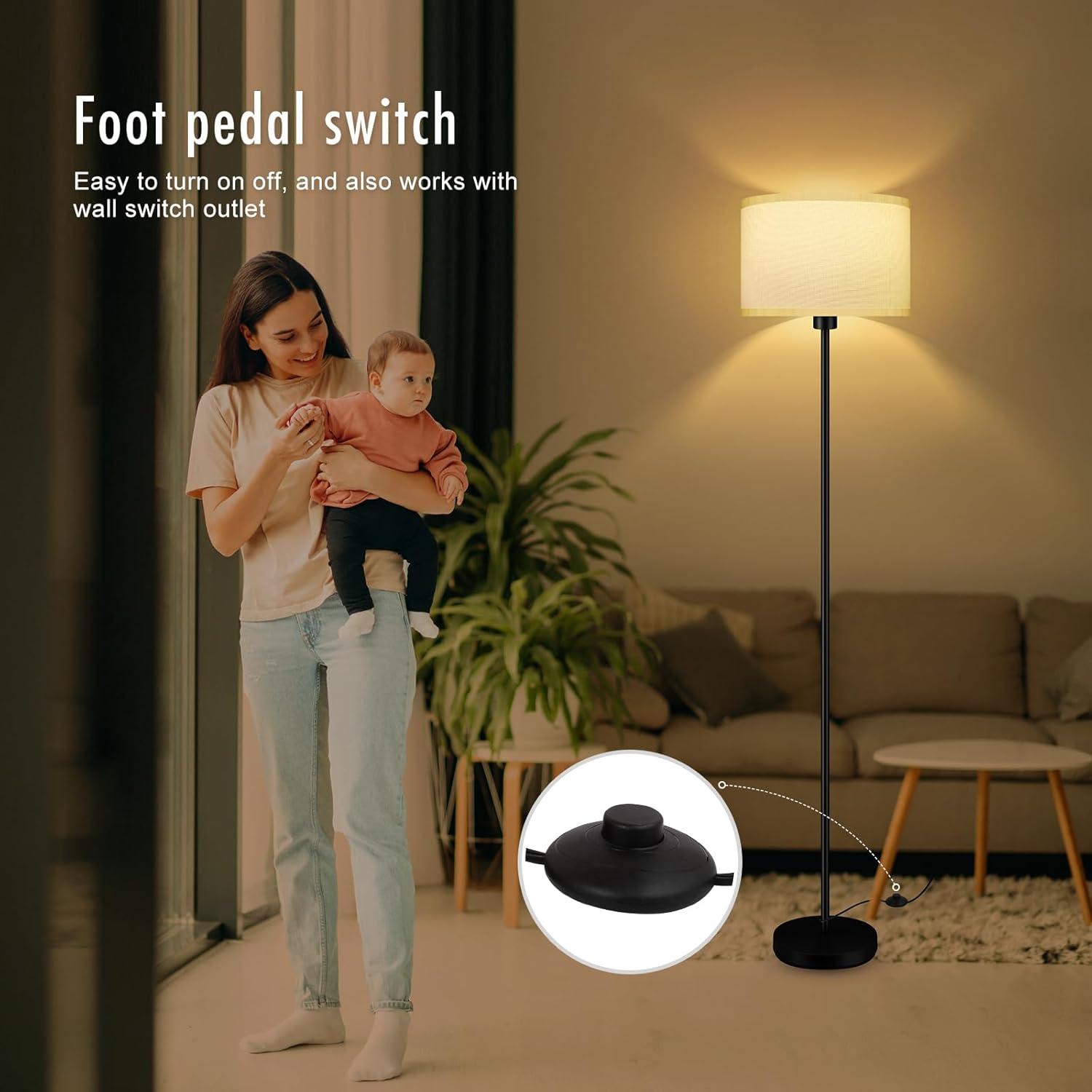 Lámpara de Pie Moderna Bricosmocon 150 cm Pantalla Blanca