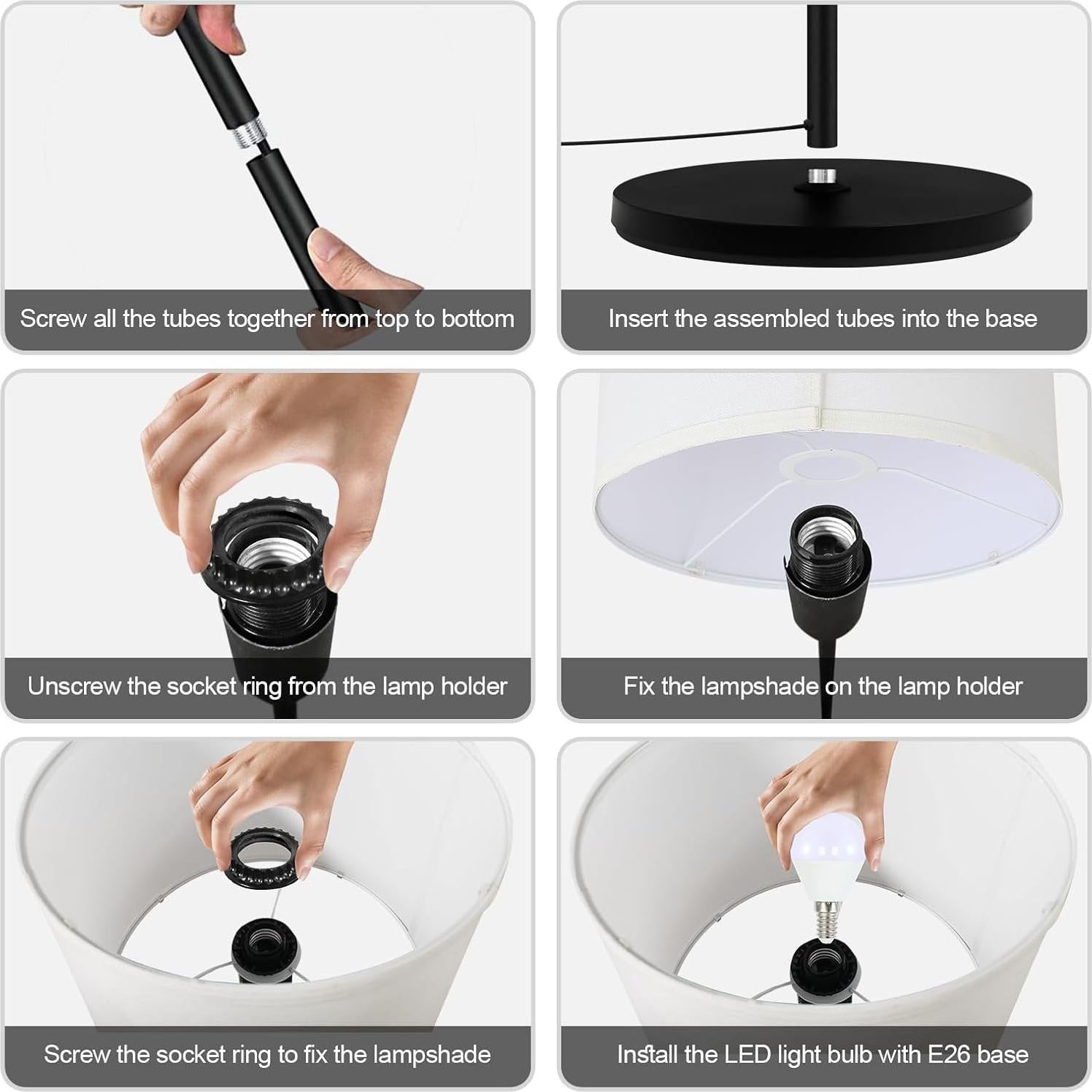 Lámpara de Pie Moderna Bricosmocon 150 cm Pantalla Blanca