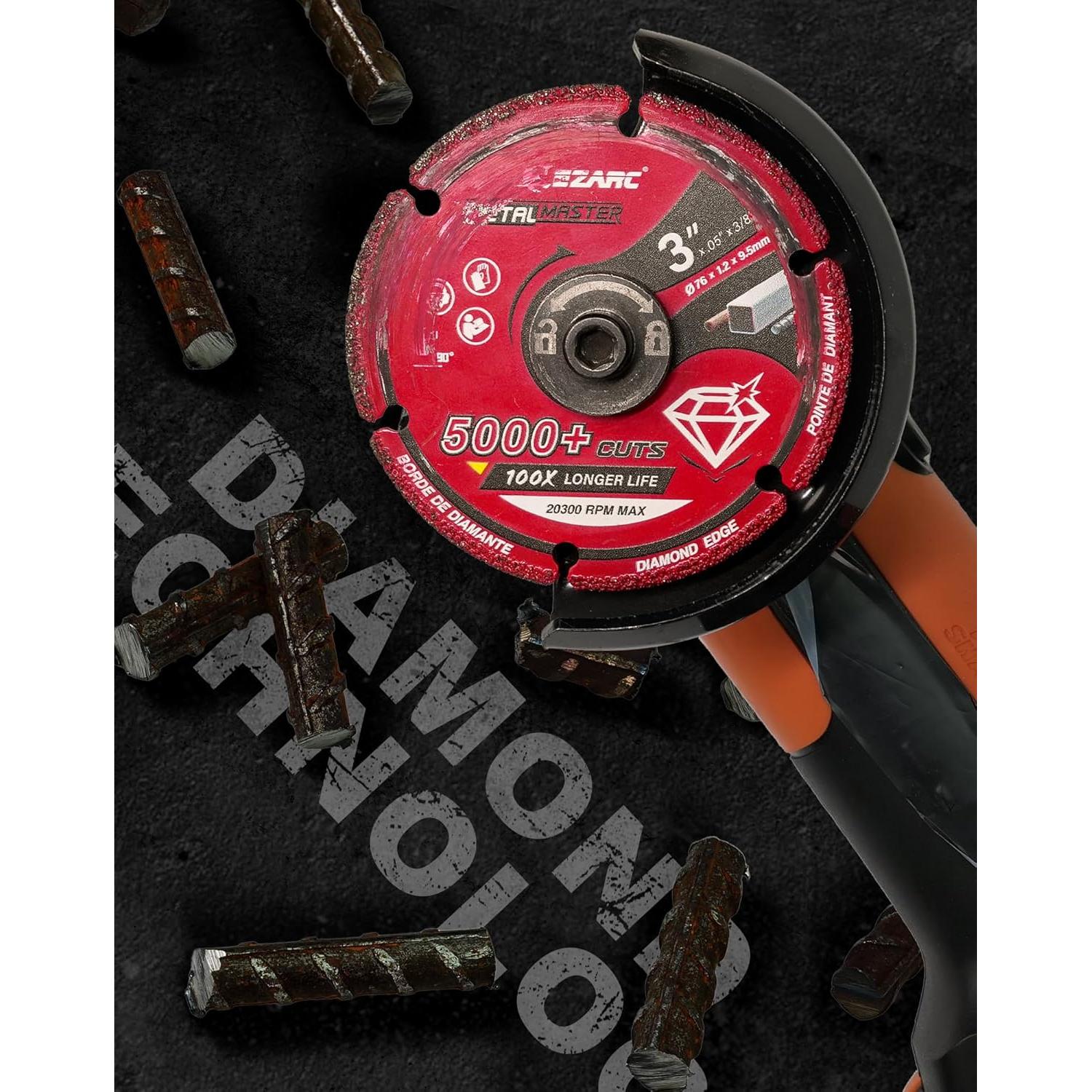 Rueda de Corte de Diamante EZARC 76 x 9.5 mm para Metal