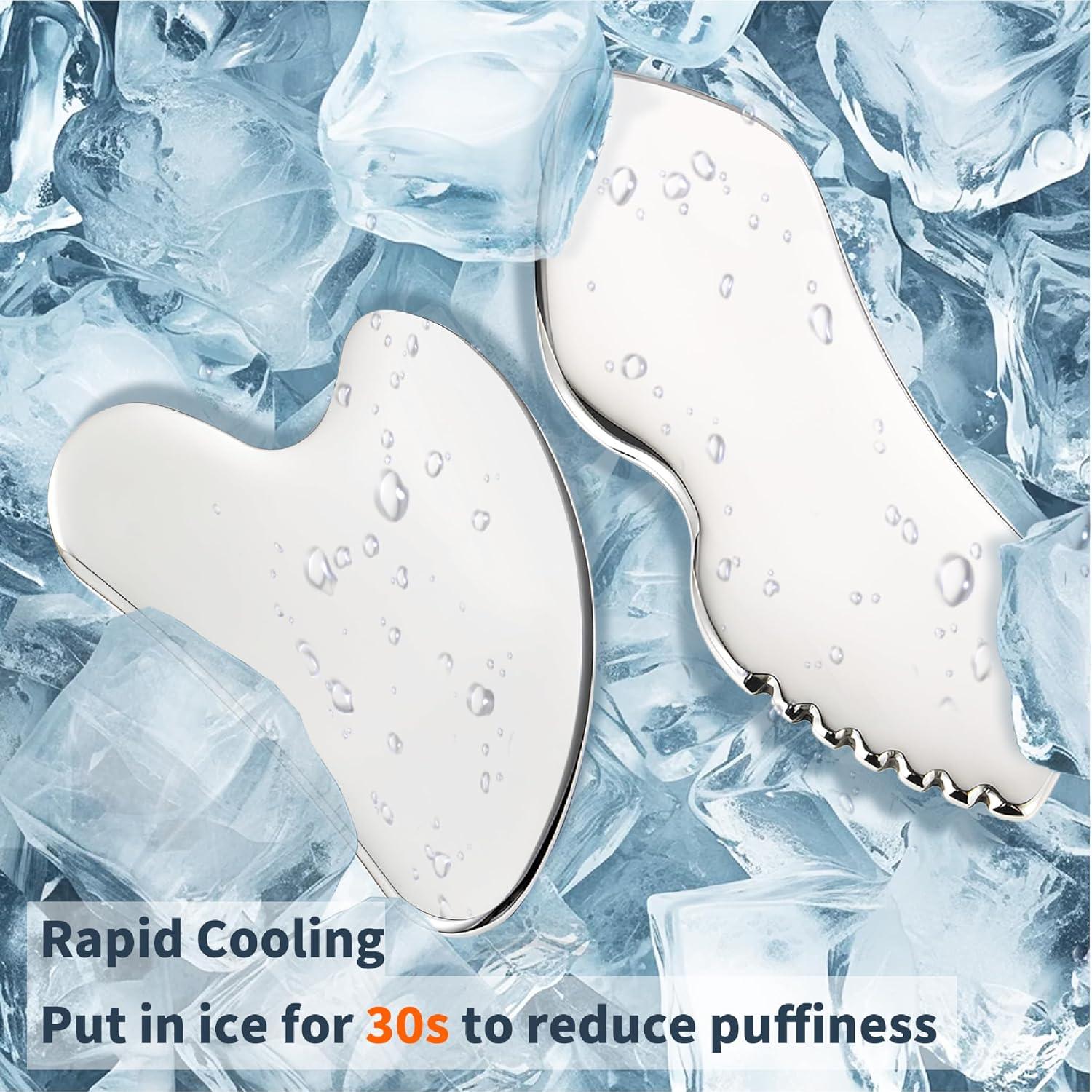 Juego de 2 Piezas Gua Sha Facial LeMeeOly Acero Inoxidable