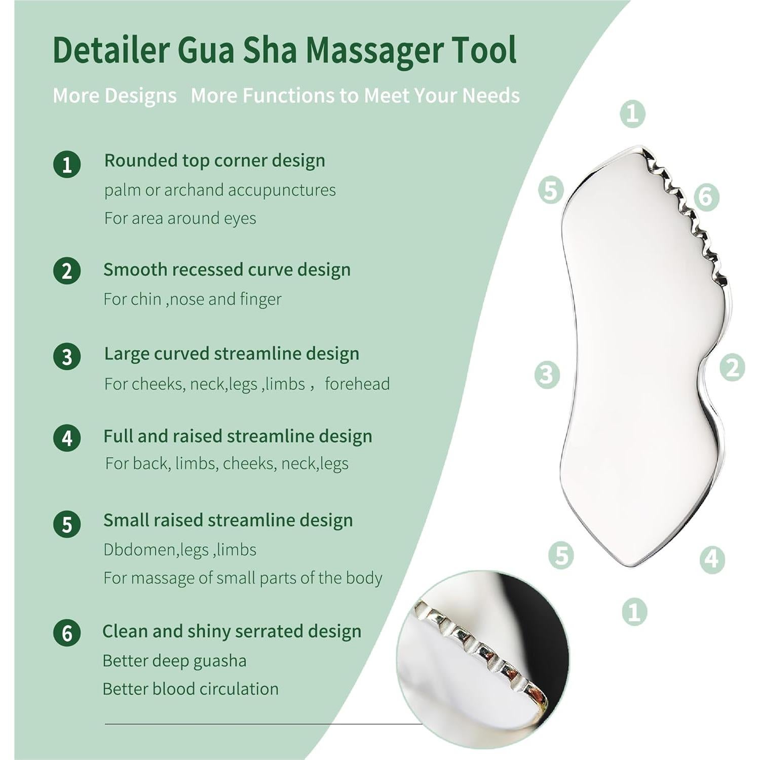Juego de 2 Piezas Gua Sha Facial LeMeeOly Acero Inoxidable