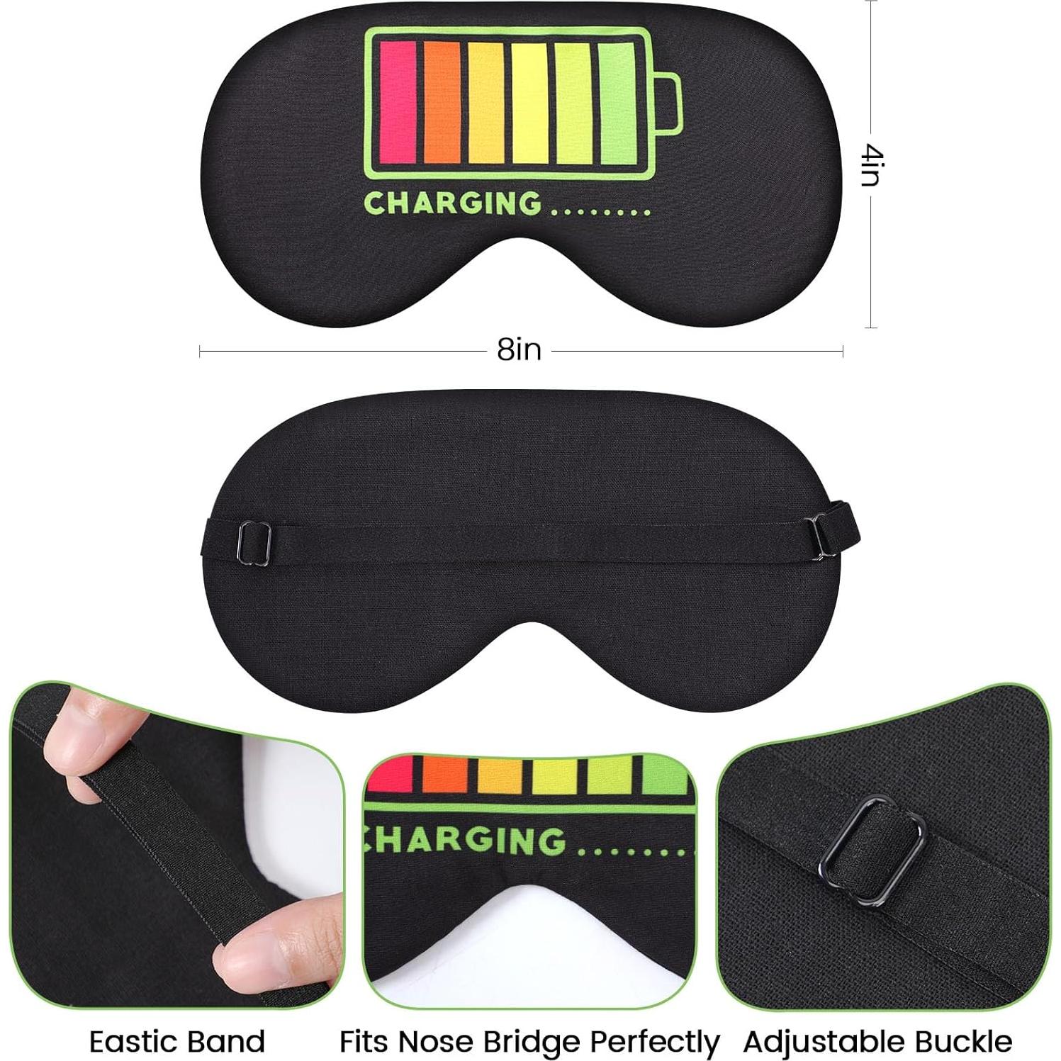 2 Pcs Máscaras de Sueño Ajustables para Adultos y Niños