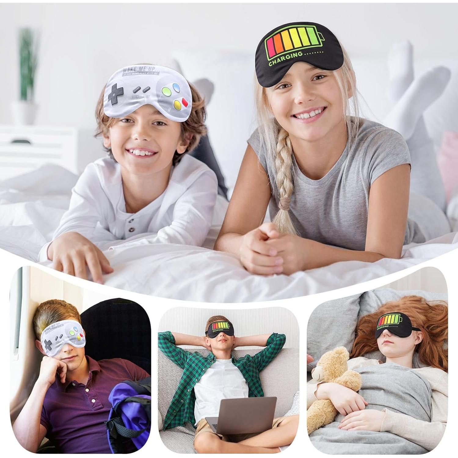 2 Pcs Máscaras de Sueño Ajustables para Adultos y Niños