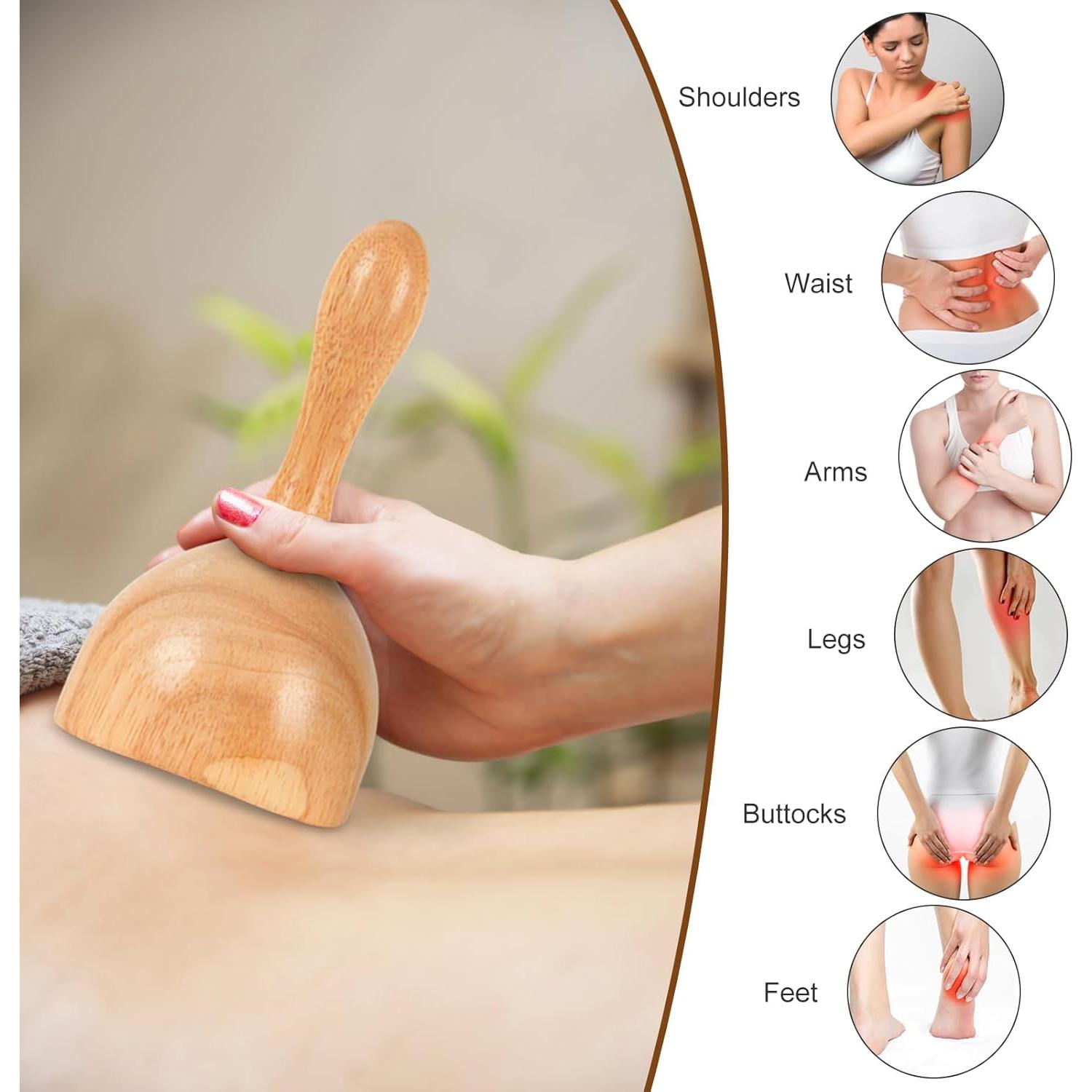 Kit de Masaje de Madera 6 en 1 KintKita - Drenaje Linfático y Anti-Celulitis