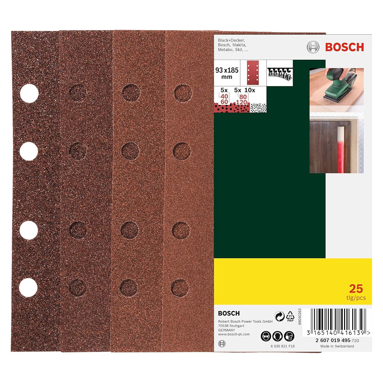 Set de 25 Lijas Bosch 2607019495 para Lijadora Orbital 93x185mm