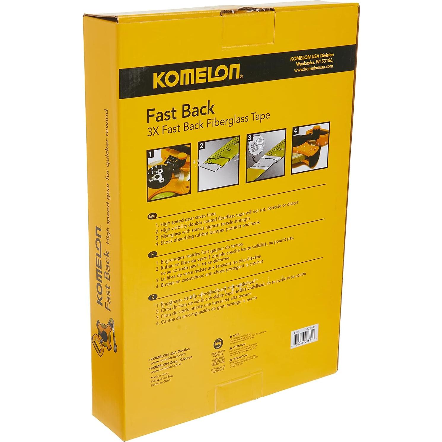 Cinta Métrica Komelon 8811 Fast Back 30.5m Fibra de Vidrio
