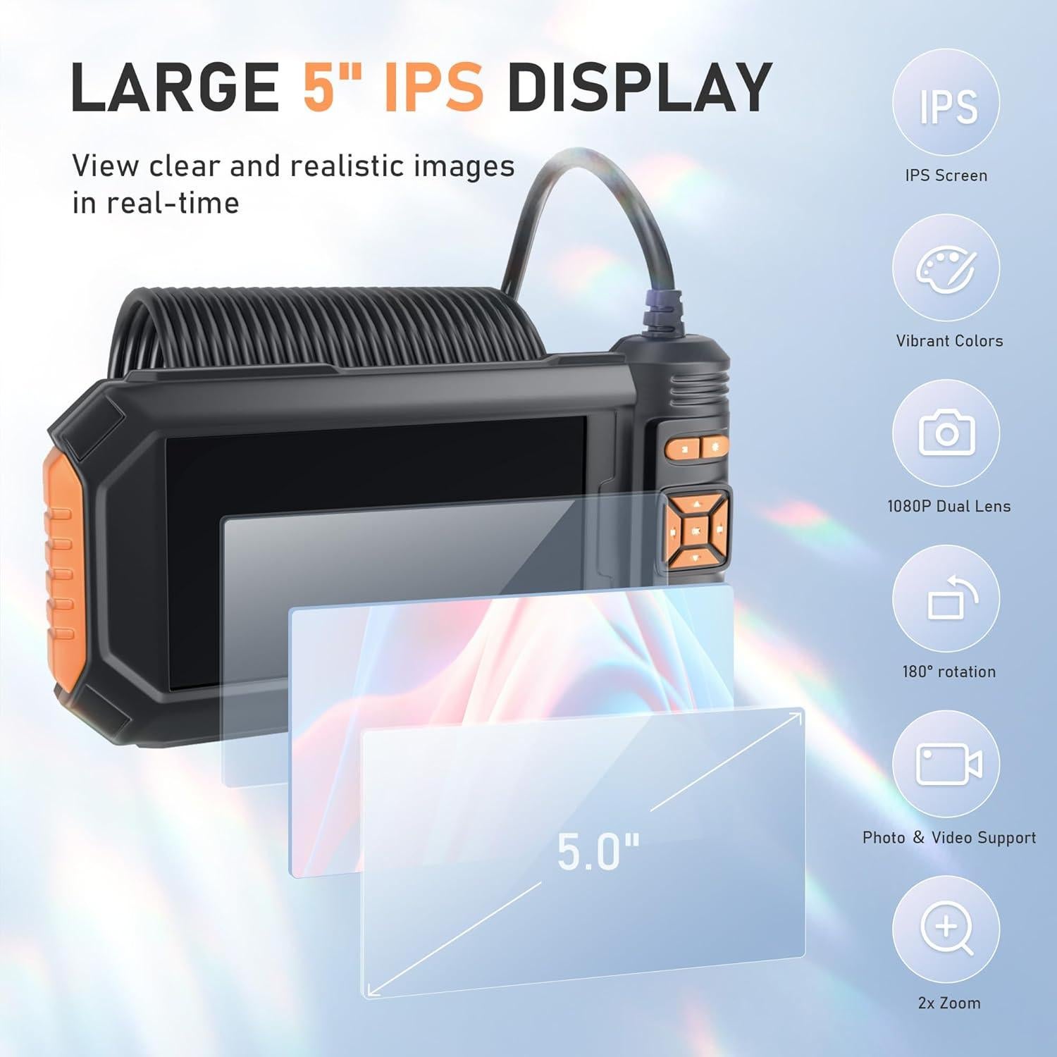 Cámara Endoscopio Doble Lente KOOPOOL HD 1080P 5m IP67