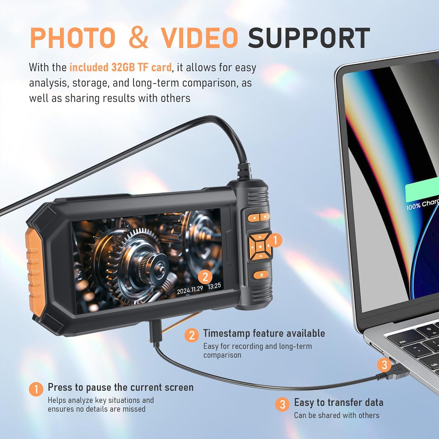 Cámara Endoscopio Doble Lente KOOPOOL HD 1080P 5m IP67