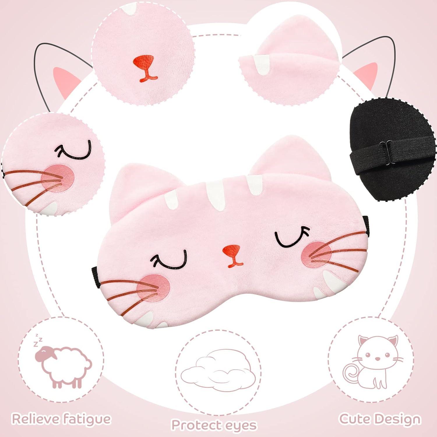 Haysandy Máscaras de Ojos para Dormir 3 Piezas Gato Suave