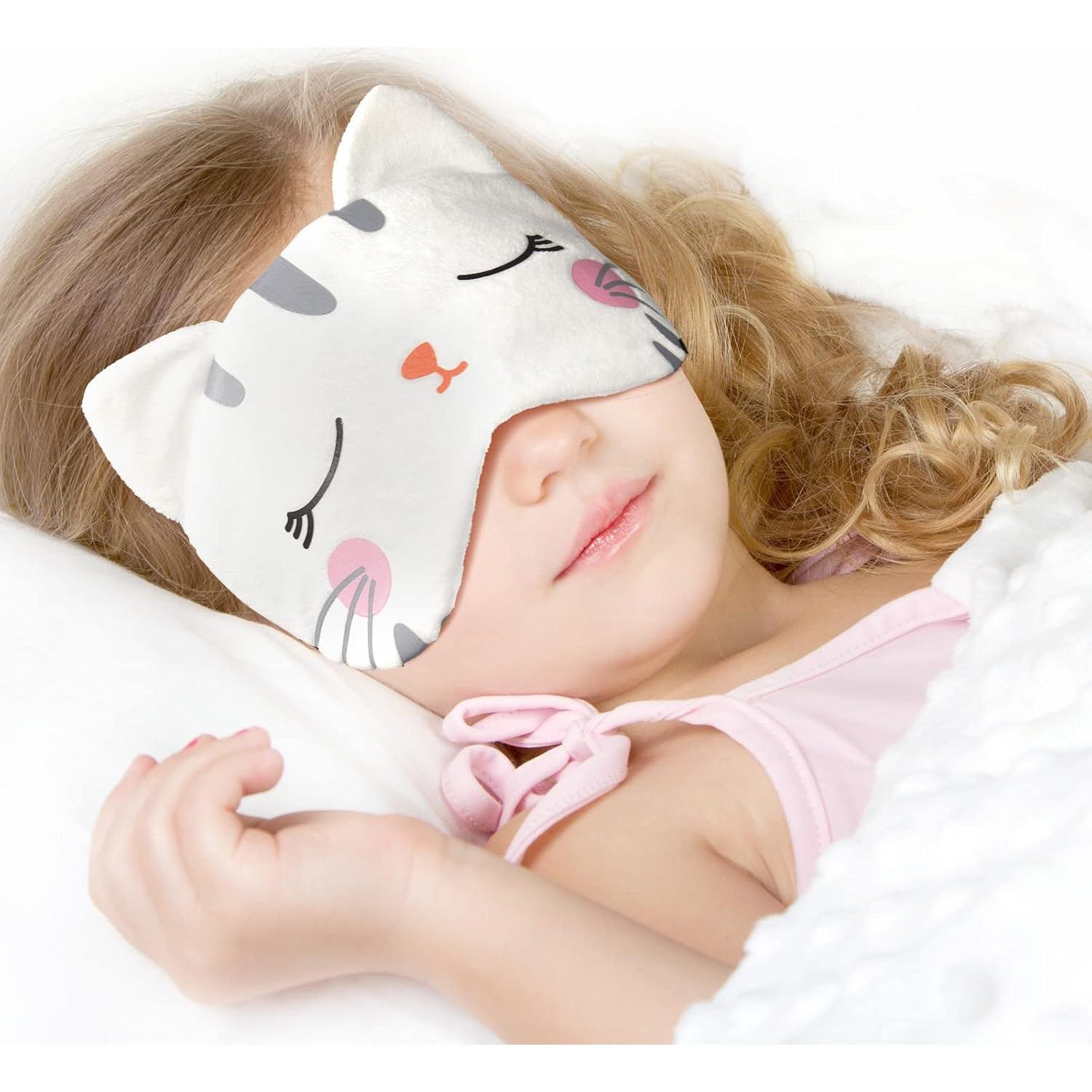 Haysandy Máscaras de Ojos para Dormir 3 Piezas Gato Suave