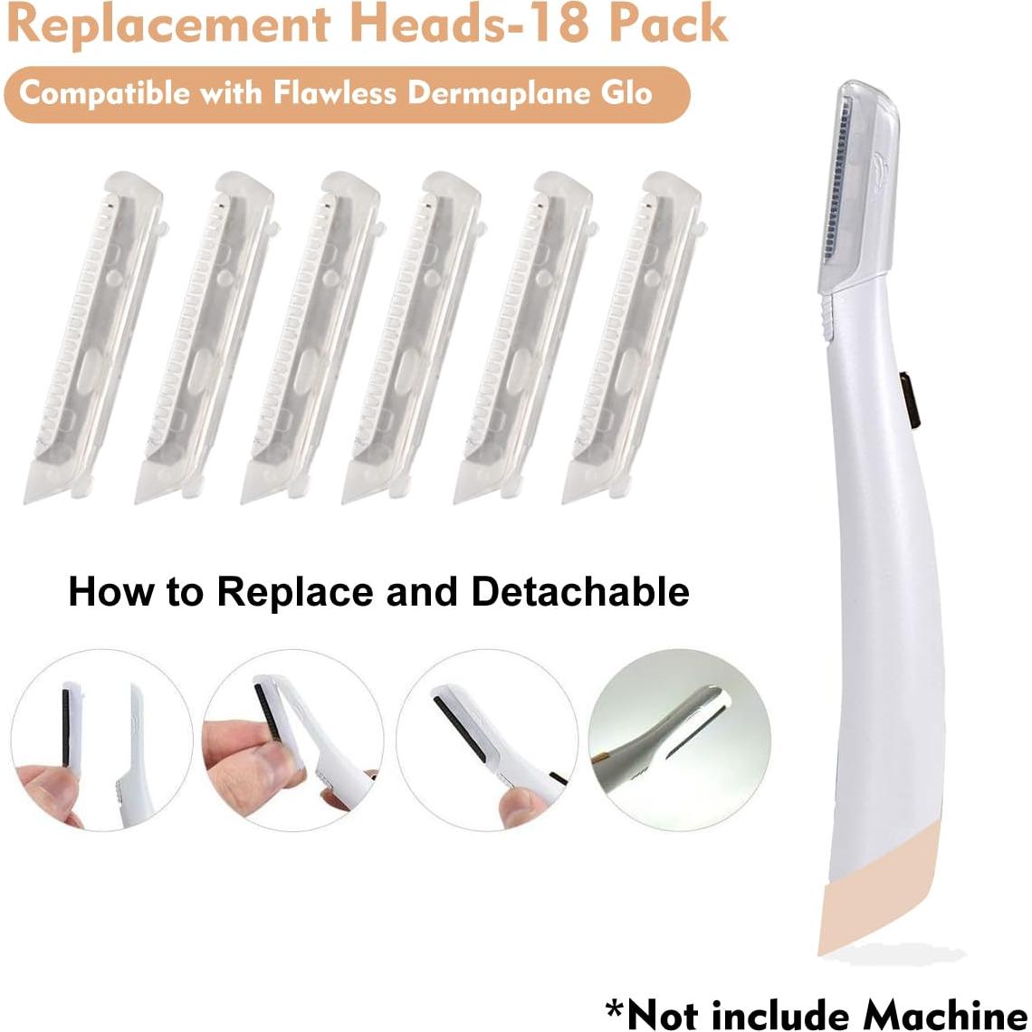 18 Cabezas de Repuesto MOVELOVE para Flawless Dermaplane Glo