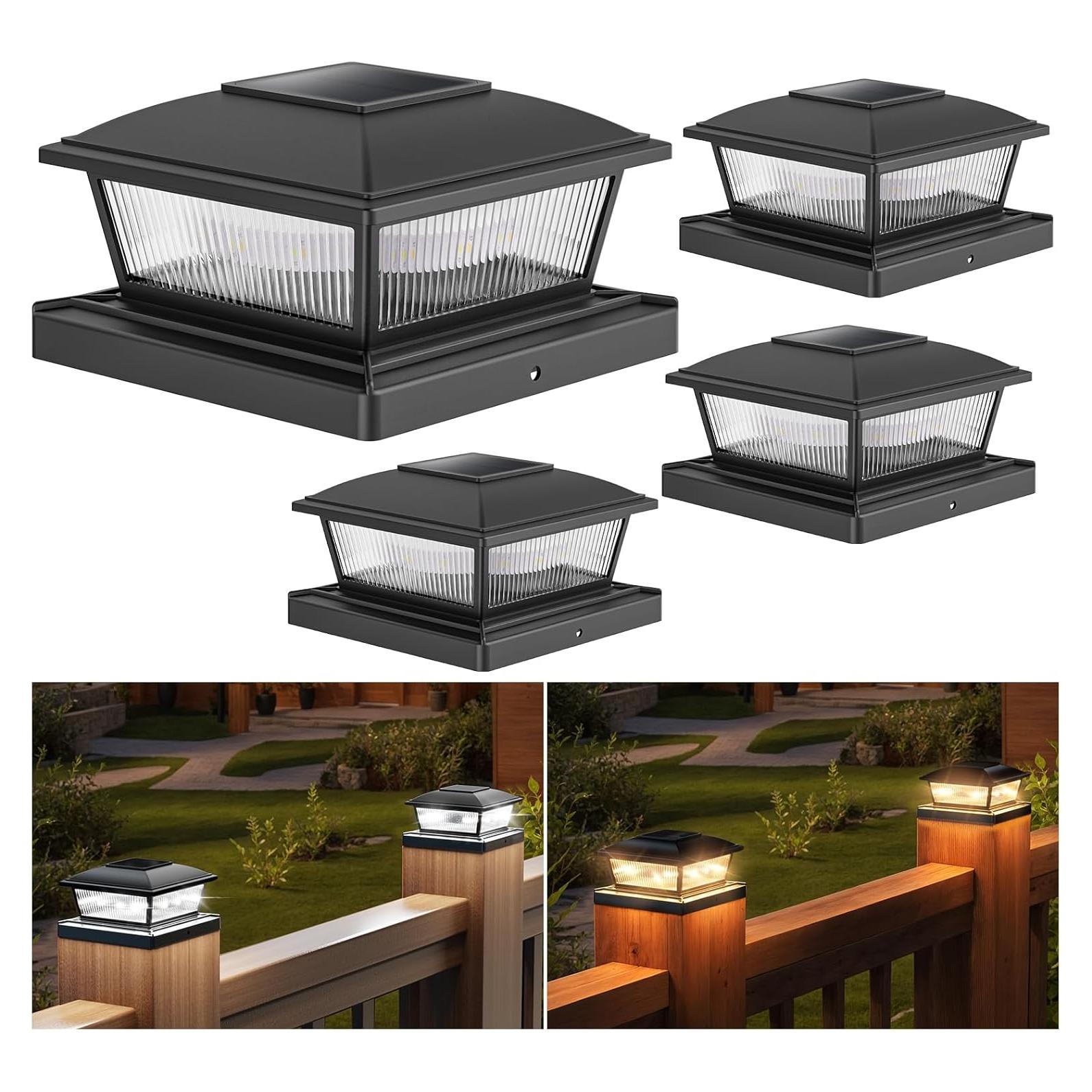 Luces Solares para Postes APONUO 4 Paquetes 16 LEDs IP44