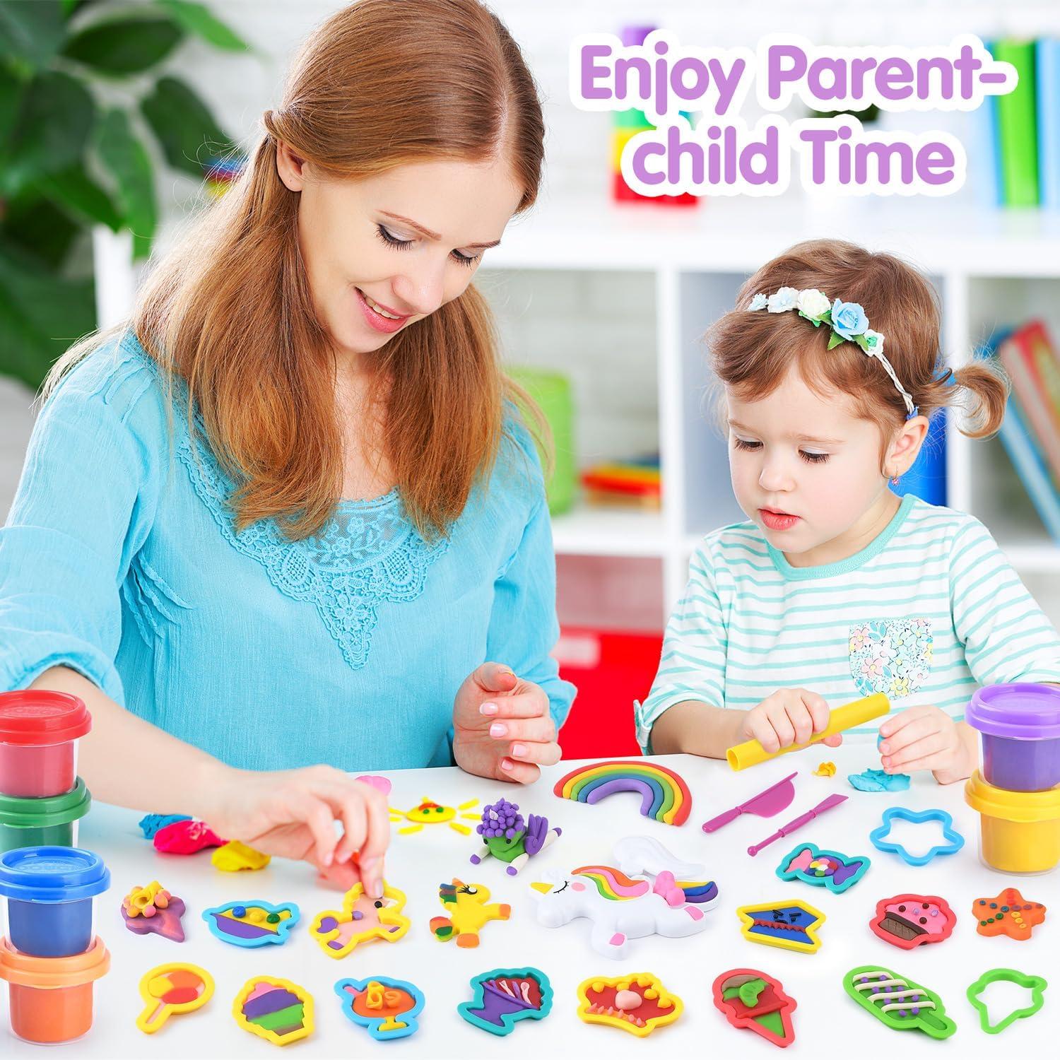 Set de Masa Color Unicornio PLAY 6 Tarros y Moldes