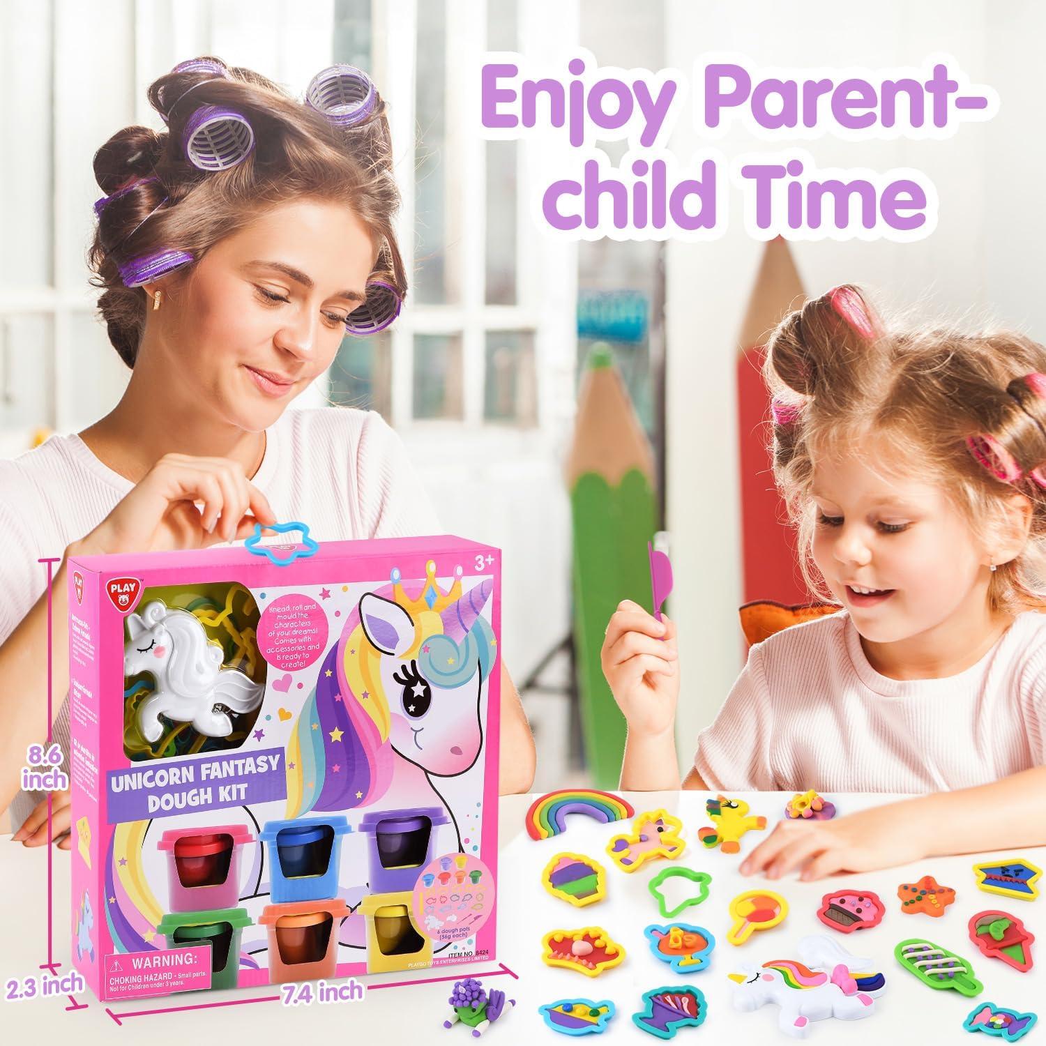 Set de Masa Color Unicornio PLAY 6 Tarros y Moldes