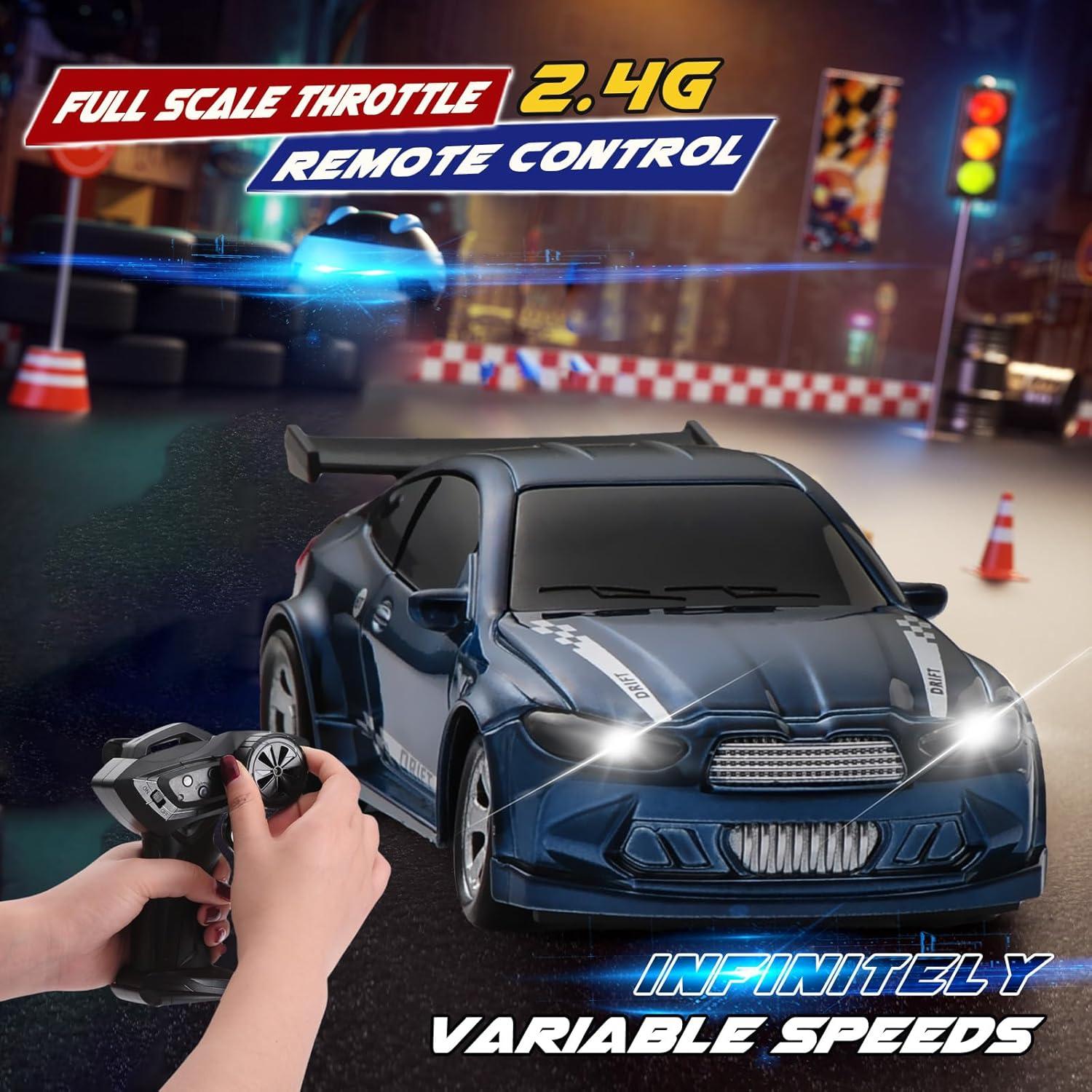 Coche RC Drift 1:64 JAMING Azul Control Remoto 2.4GHz