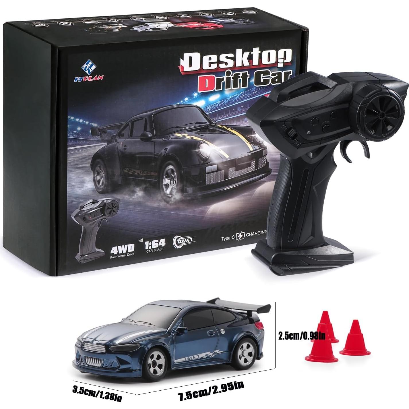 Coche RC Drift 1:64 JAMING Azul Control Remoto 2.4GHz