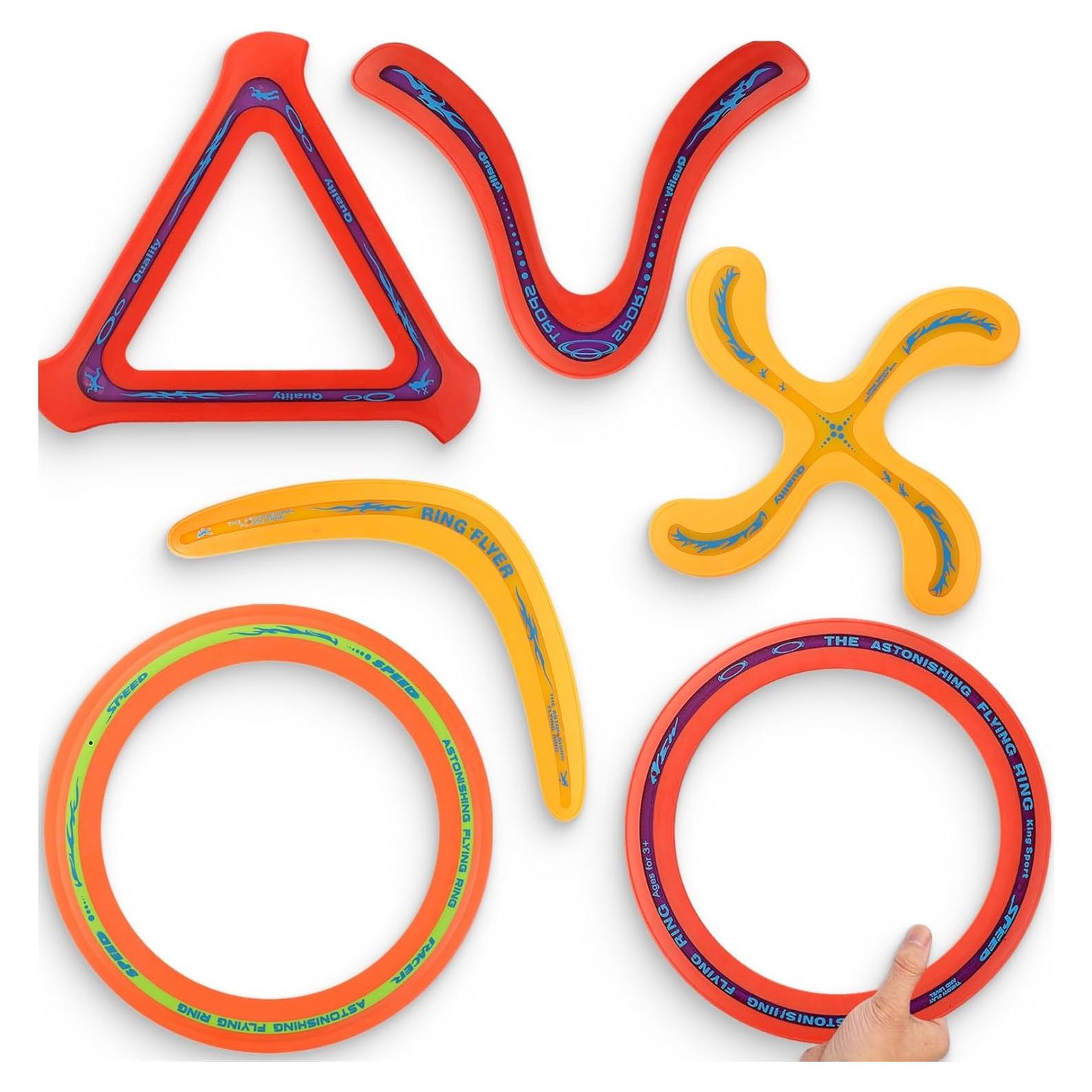 Paquete de 6 anillos voladores y bumeranes - Juguetes al aire libre