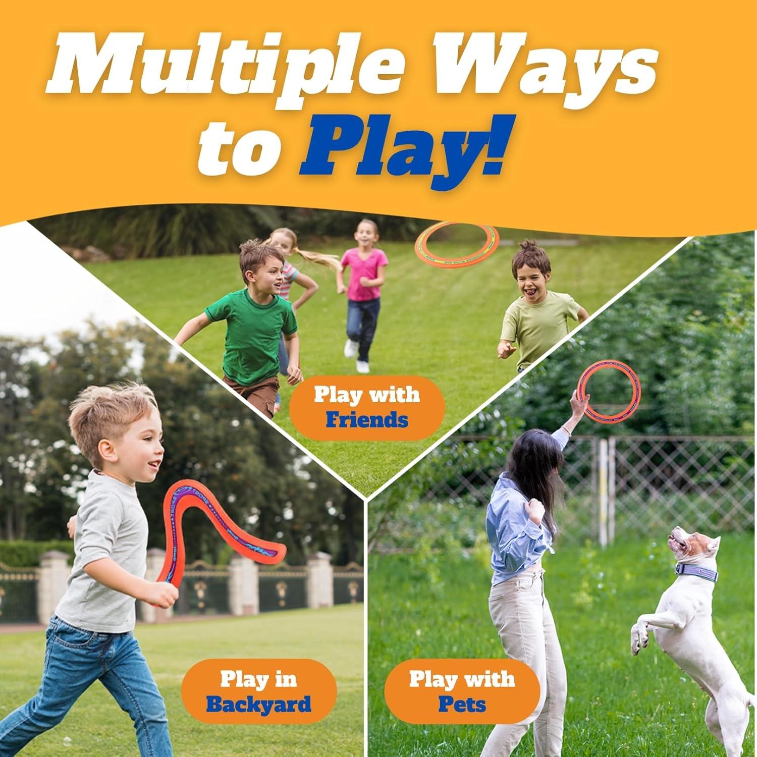 Paquete de 6 anillos voladores y bumeranes - Juguetes al aire libre