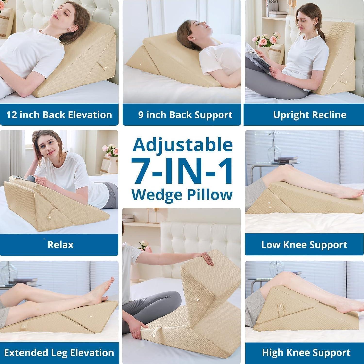 Cojín Wedge Ajustable Sasttie 30.48 cm Espuma Viscoelástica Beige