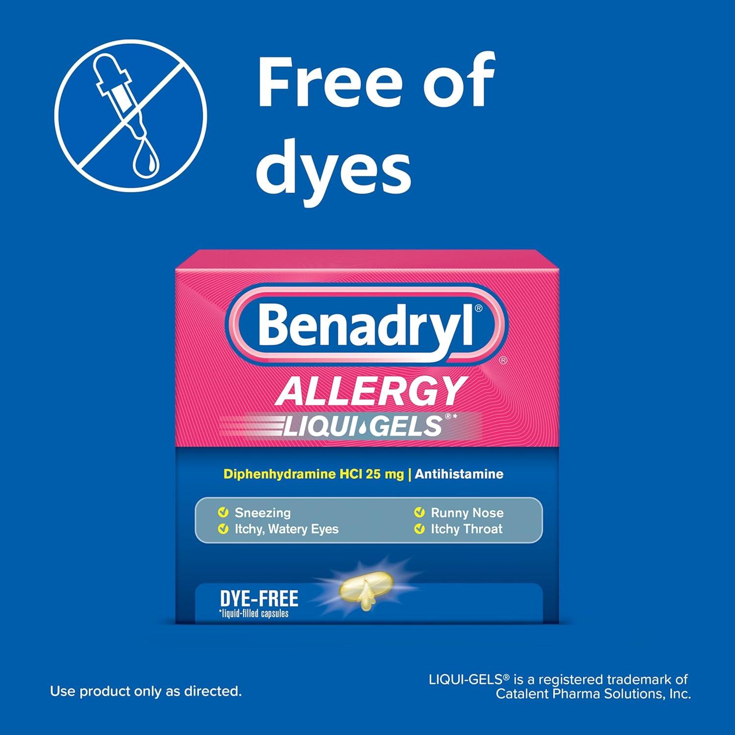 Benadryl Liqui-Gels 25 mg Antihistamínico Sin Colorantes 24 ct