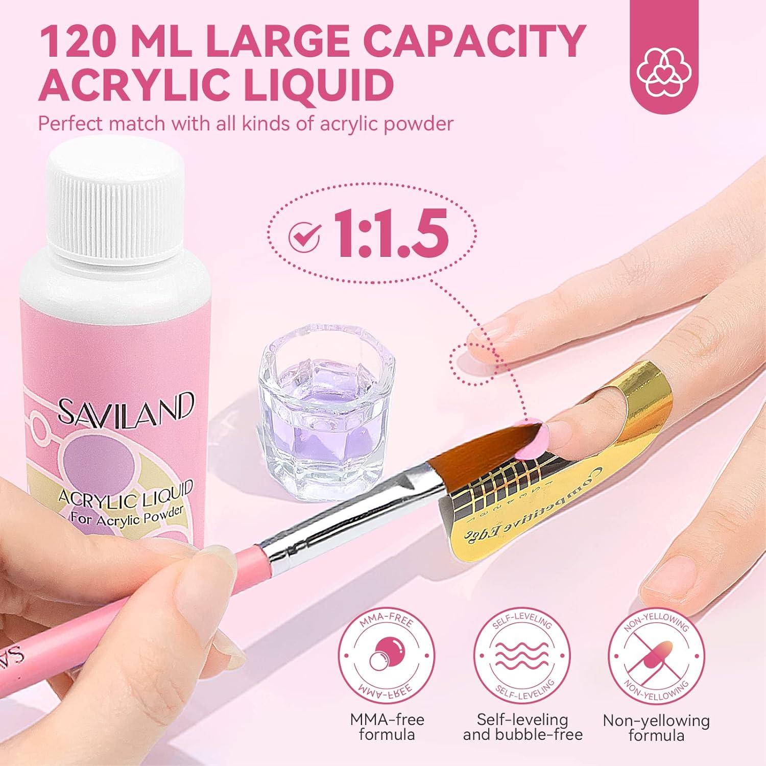 Kit de Uñas Acrílicas SAVILAND 92 Piezas con Lámpara UV