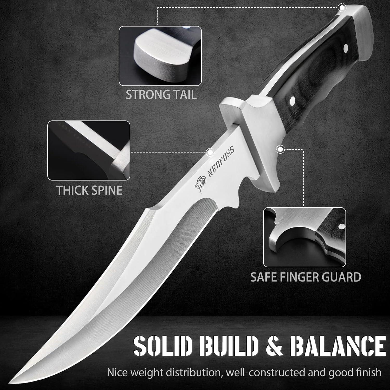 Cuchillo de Caza NedFoss Tiger 26.67 cm con Funda de Cuero