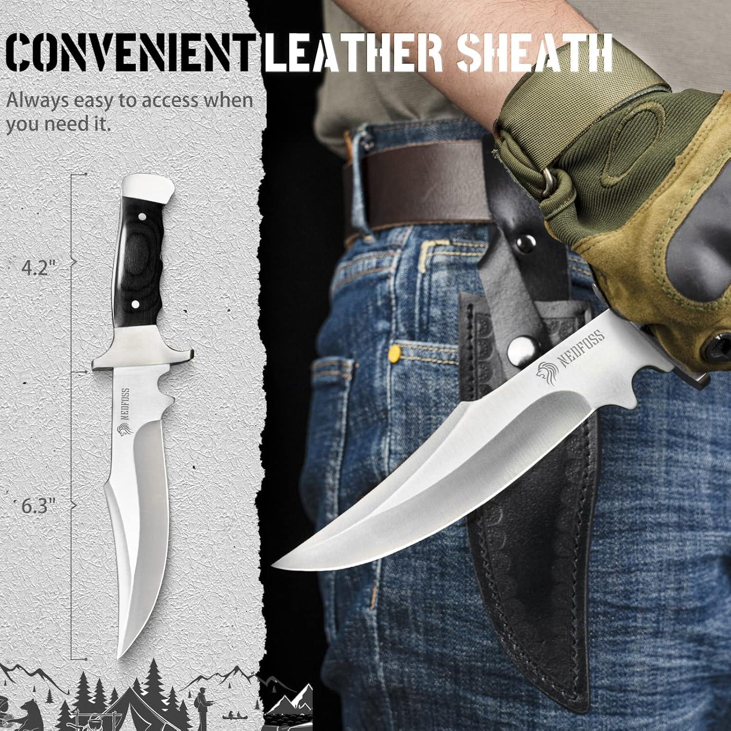 Cuchillo de Caza NedFoss Tiger 26.67 cm con Funda de Cuero