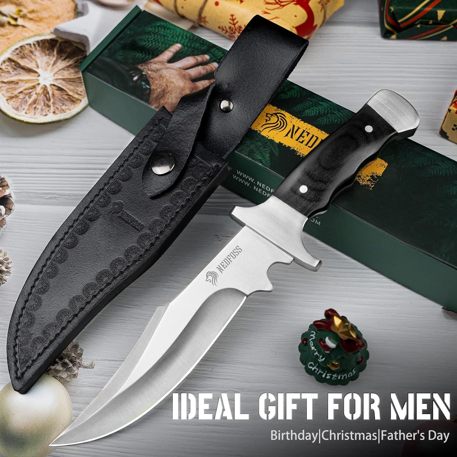 Cuchillo de Caza NedFoss Tiger 26.67 cm con Funda de Cuero