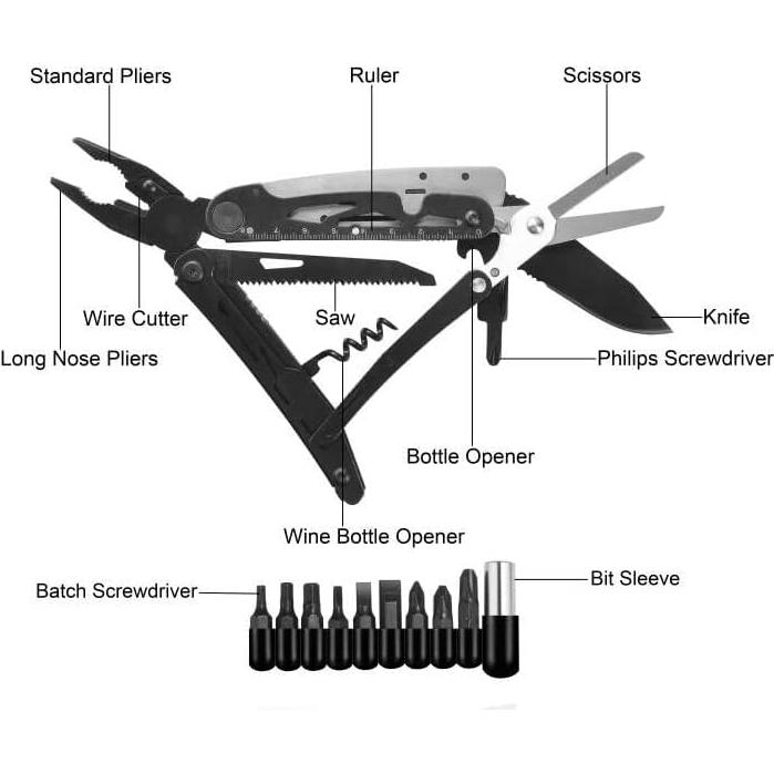 Cuchillo Multiherramienta RoverTac 18 en 1 para Camping