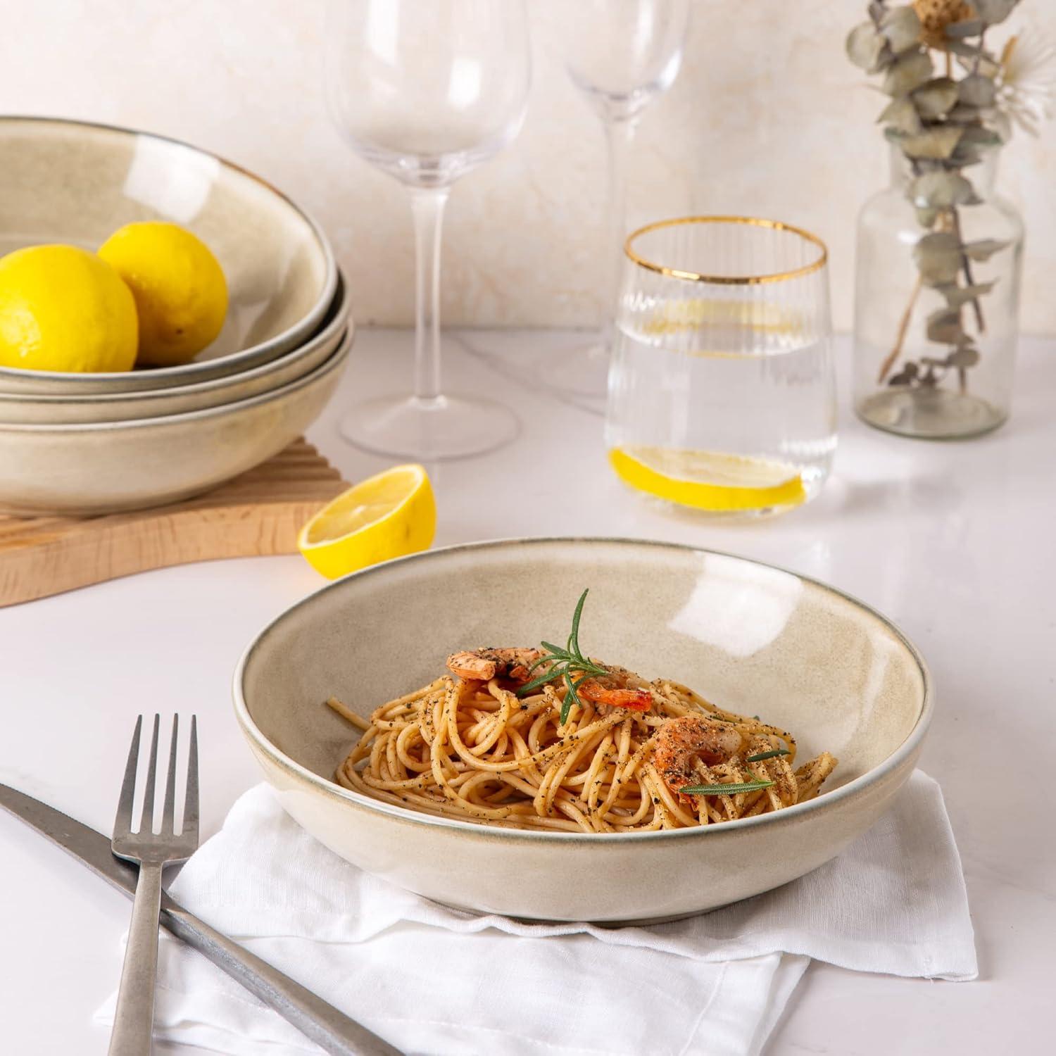 Set de 4 Cuencos de Cerámica AmorArc 36oz Capuchino