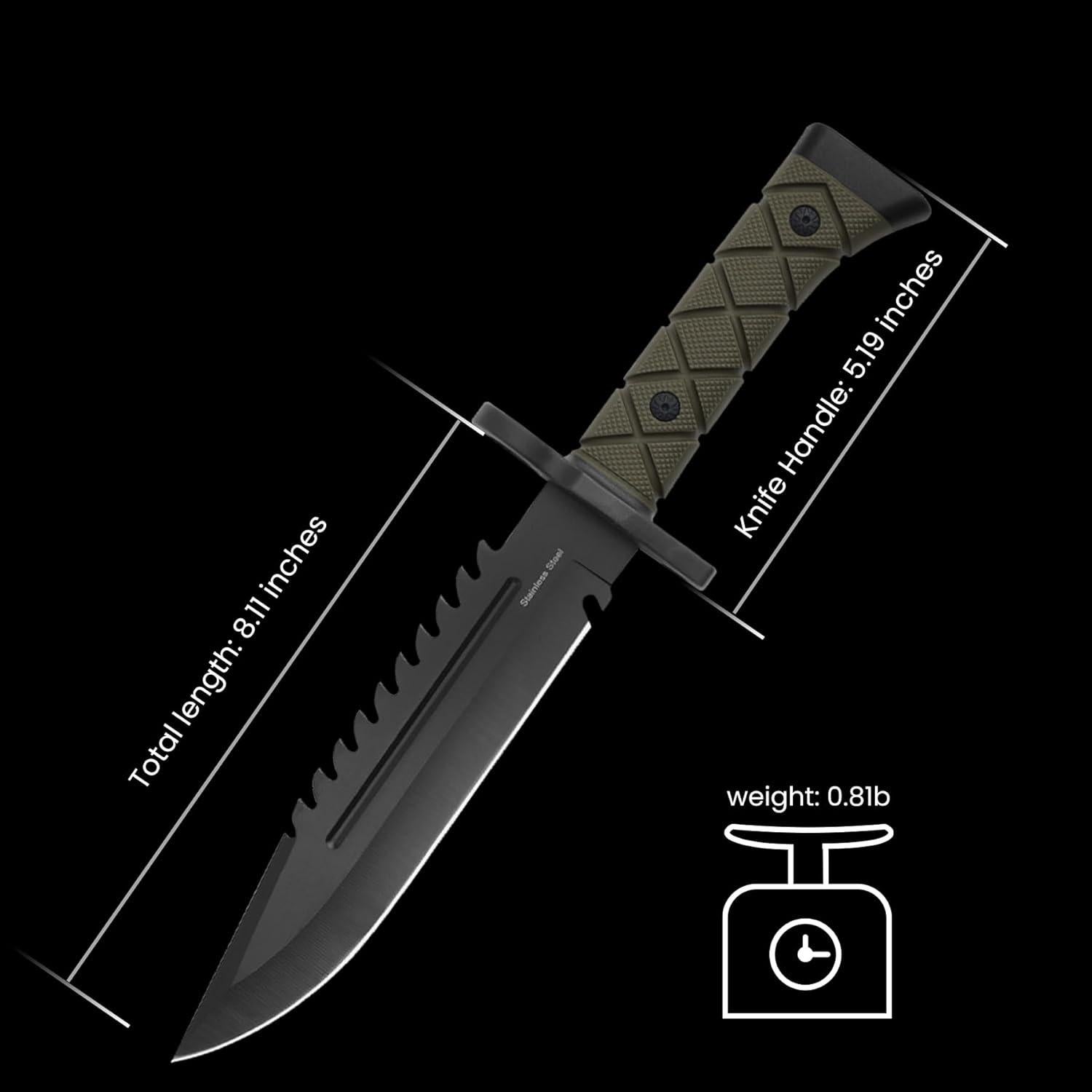 Cuchillo Táctico Leopcito 15" Acero Inoxidable con Funda