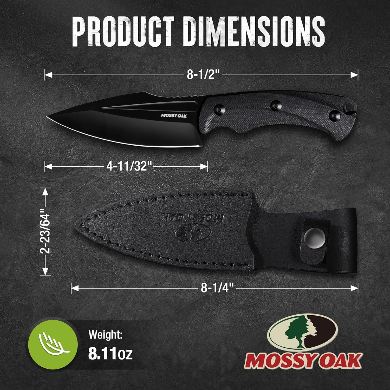 Cuchillo de Caza MOSSY OAK 21.6 cm con Funda de Cuero