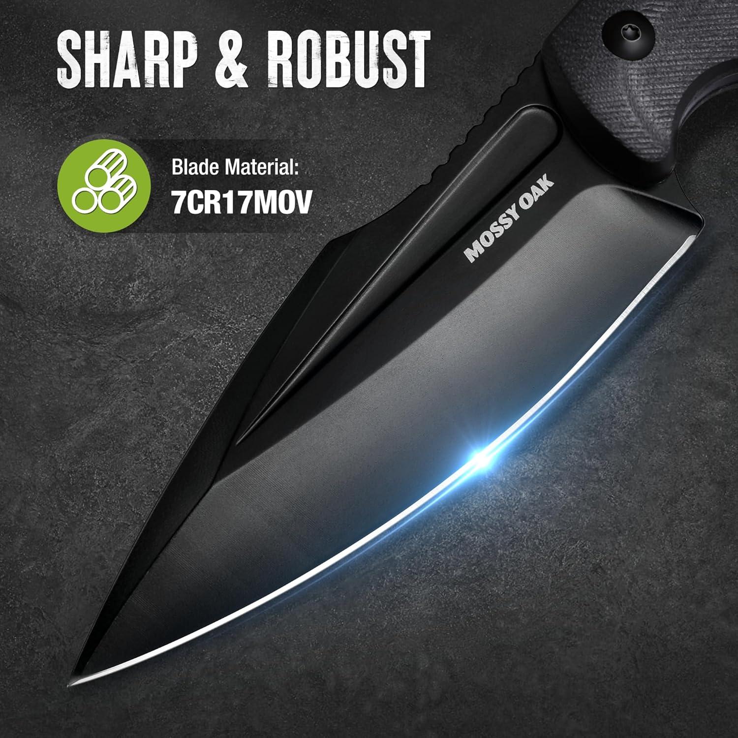 Cuchillo de Caza MOSSY OAK 21.6 cm con Funda de Cuero