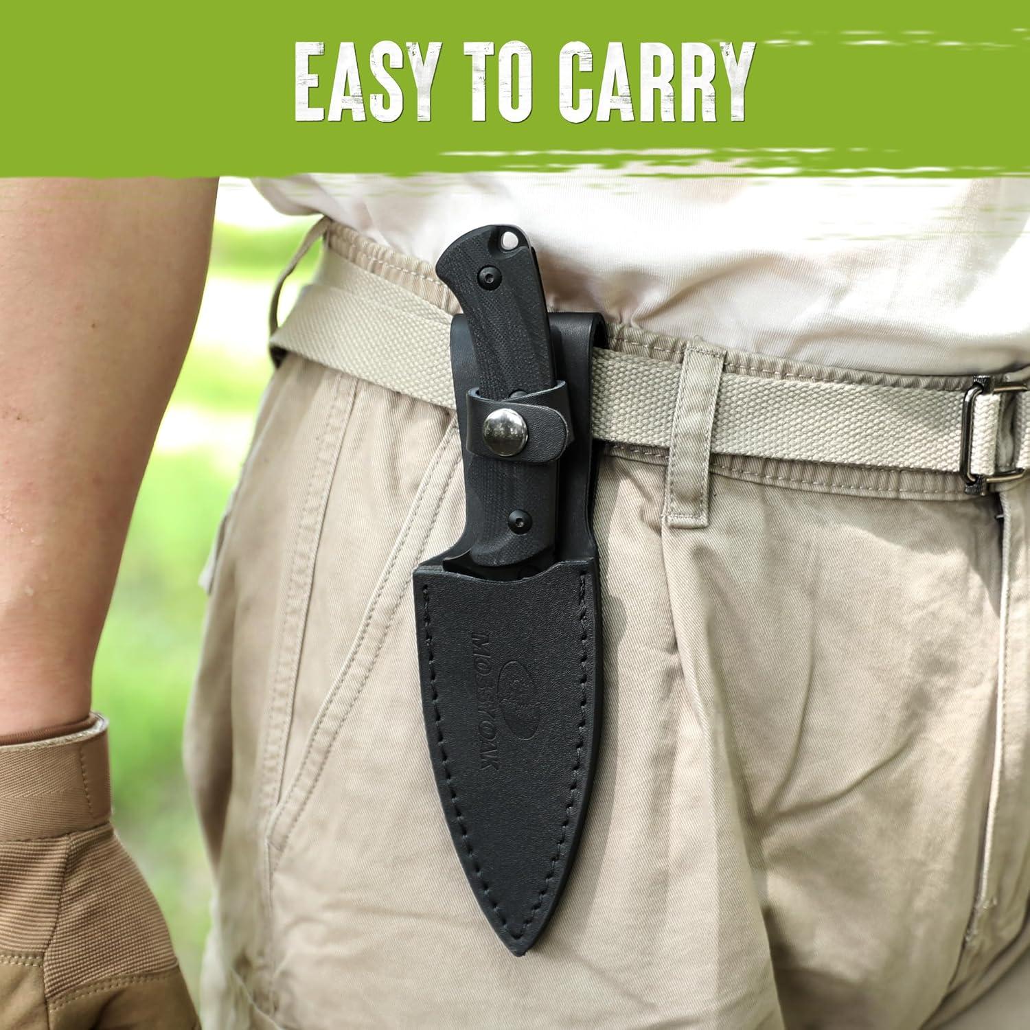 Cuchillo de Caza MOSSY OAK 21.6 cm con Funda de Cuero