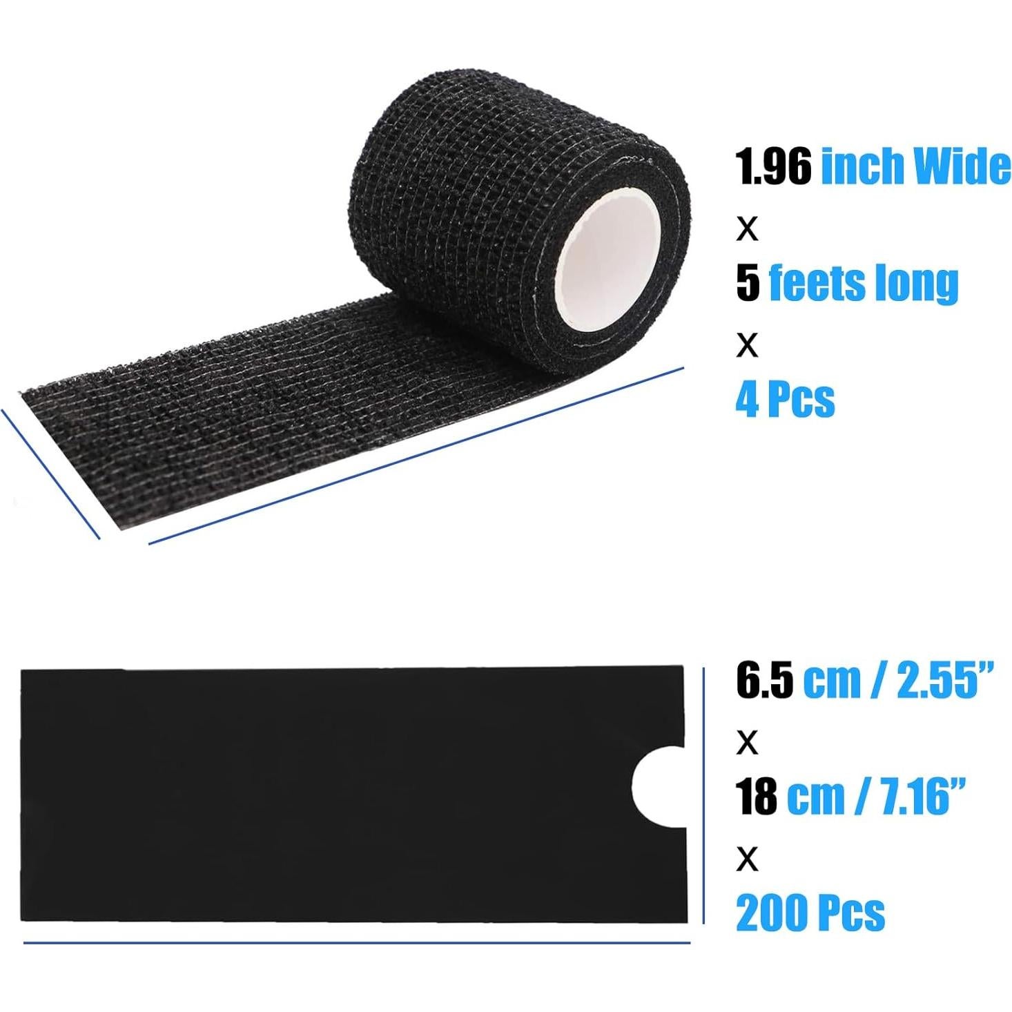 Cubiertas de Máquina de Tatuaje MIUXIA 200Pcs Negras + 4Cinta