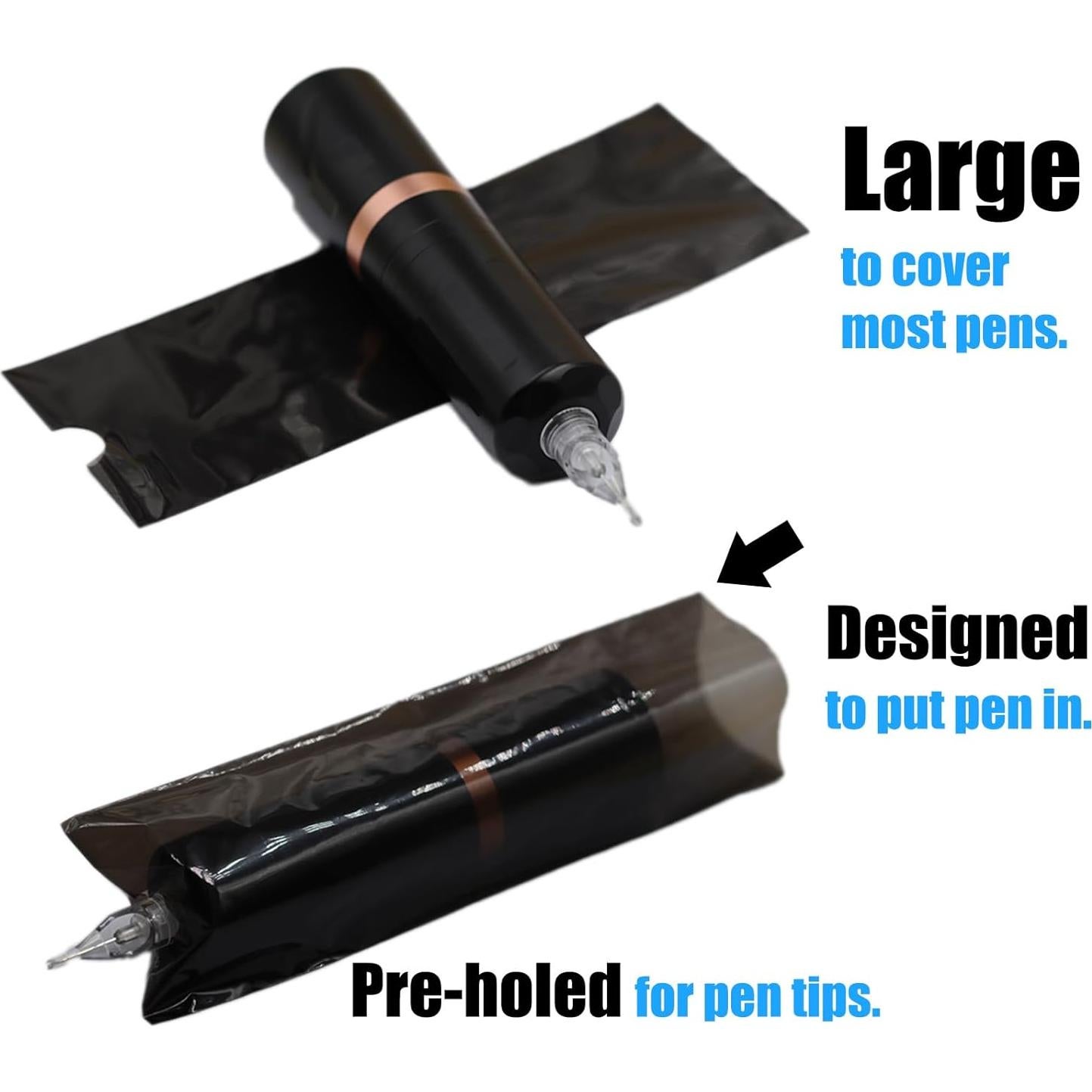 Cubiertas de Máquina de Tatuaje MIUXIA 200Pcs Negras + 4Cinta