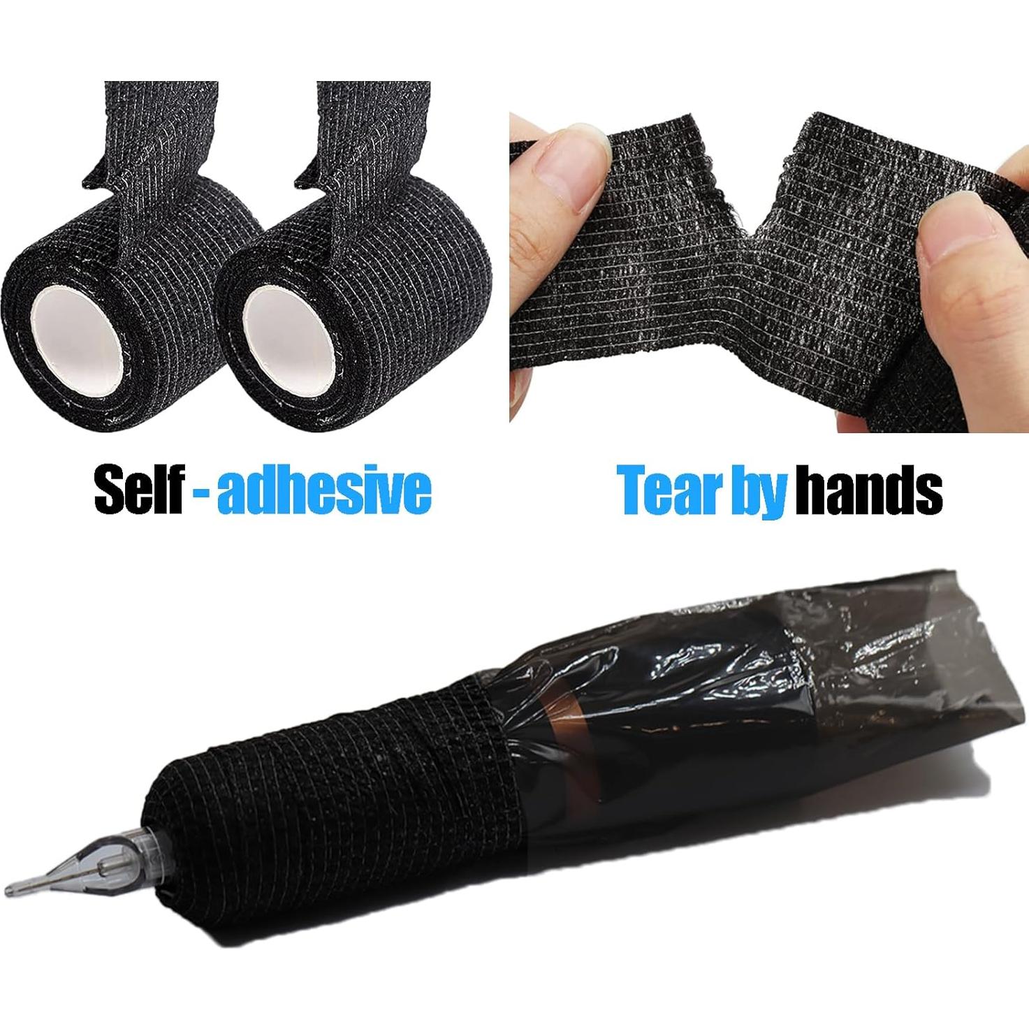 Cubiertas de Máquina de Tatuaje MIUXIA 200Pcs Negras + 4Cinta