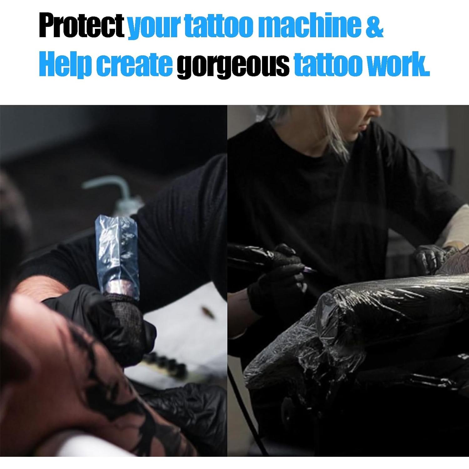 Cubiertas de Máquina de Tatuaje MIUXIA 200Pcs Negras + 4Cinta