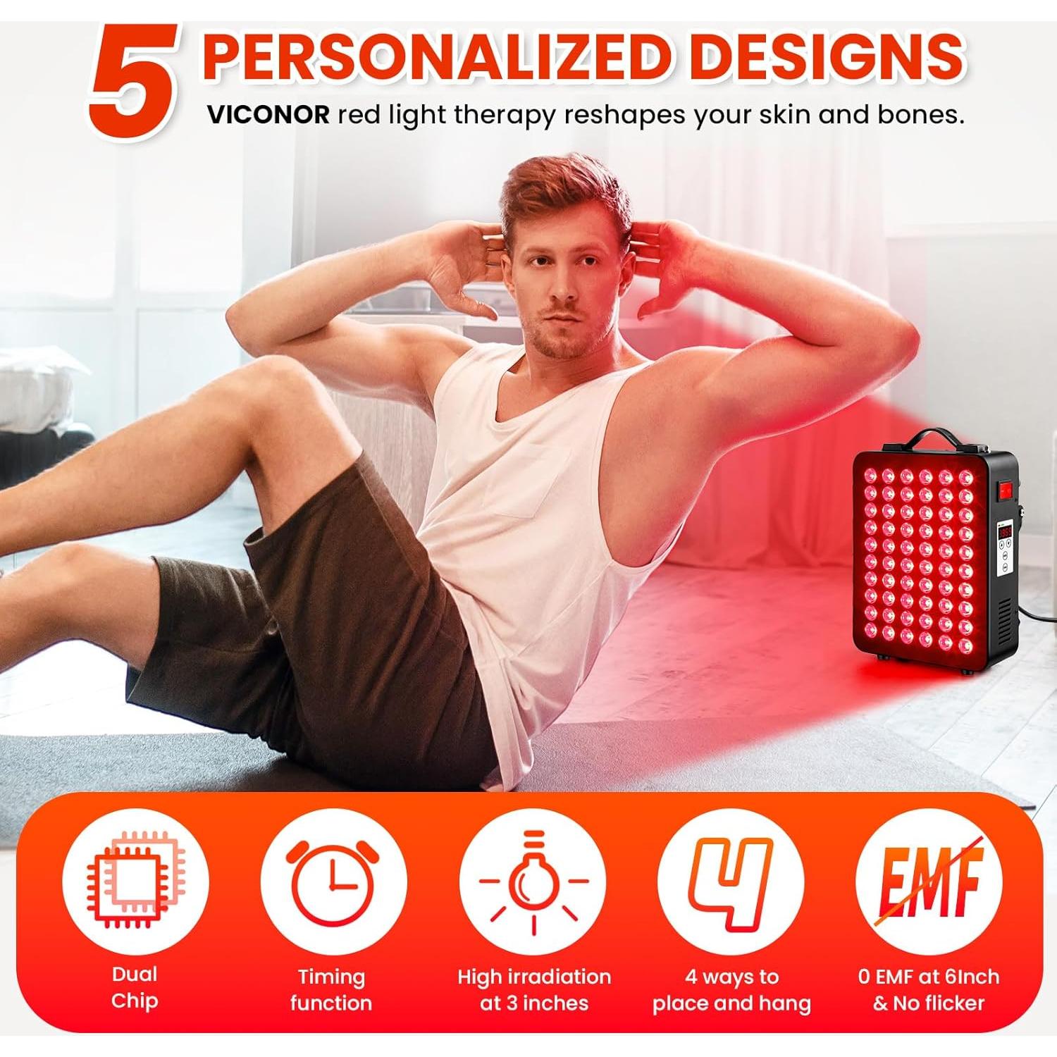 Panel de Terapia de Luz Roja Viconor 300W 660nm 850nm