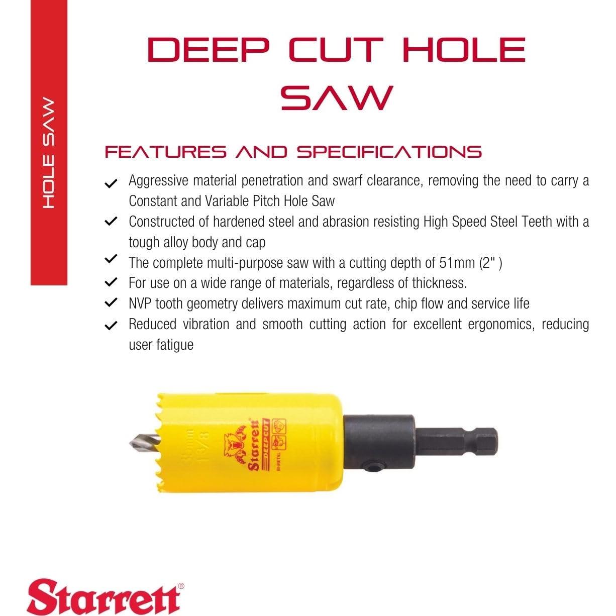 Sierra de Agujero Starrett ADCH0138 5.08 cm HSS para Metal y Madera