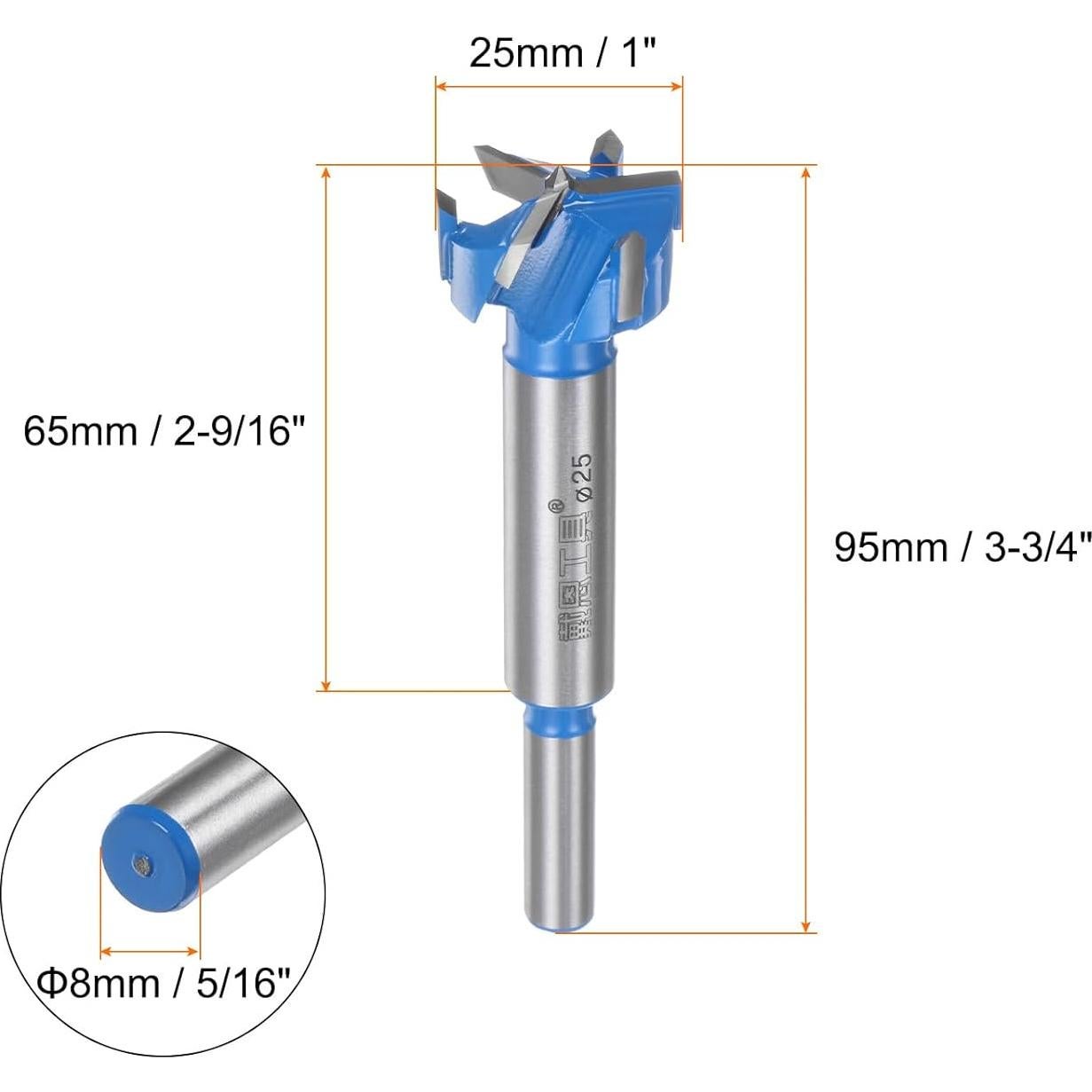 Broca Forstner 25mm HARFINGTON Carburo de Tungsteno 3 Cortadores