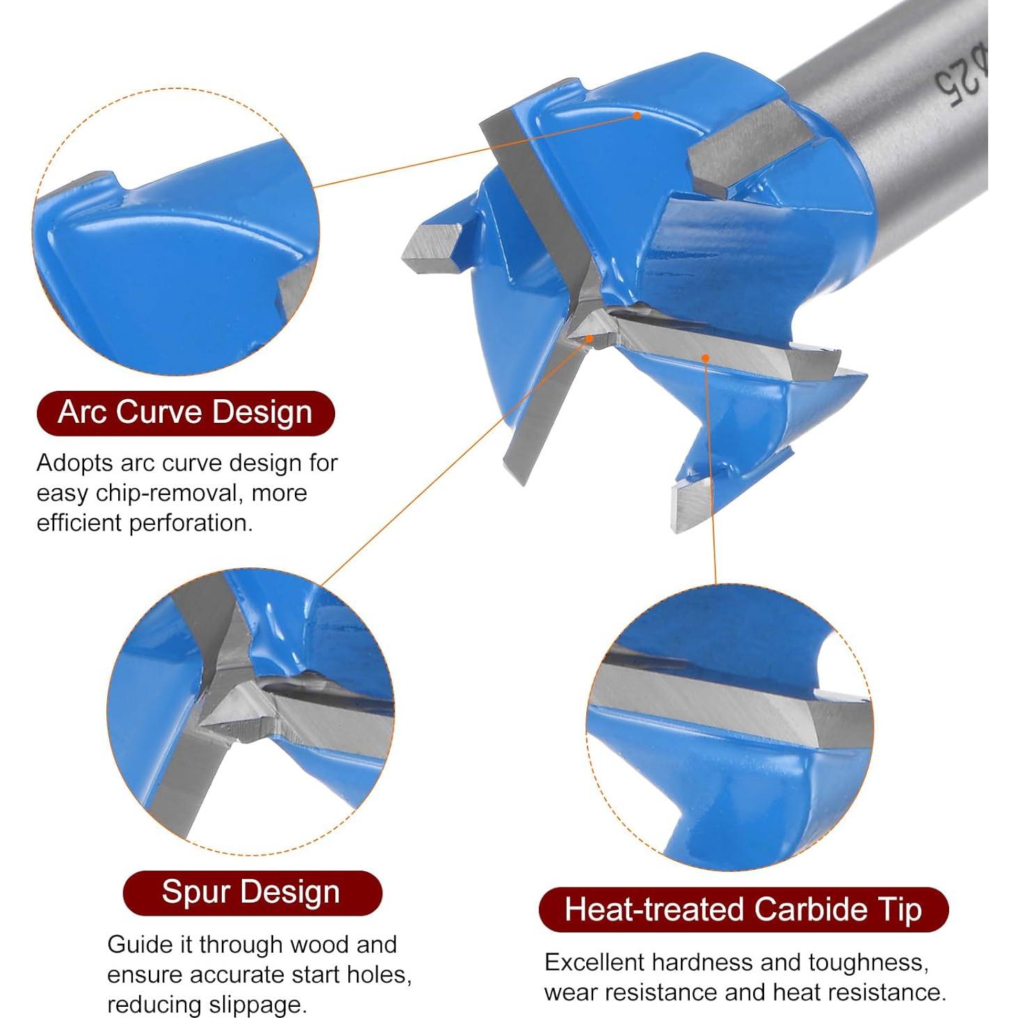 Broca Forstner 25mm HARFINGTON Carburo de Tungsteno 3 Cortadores